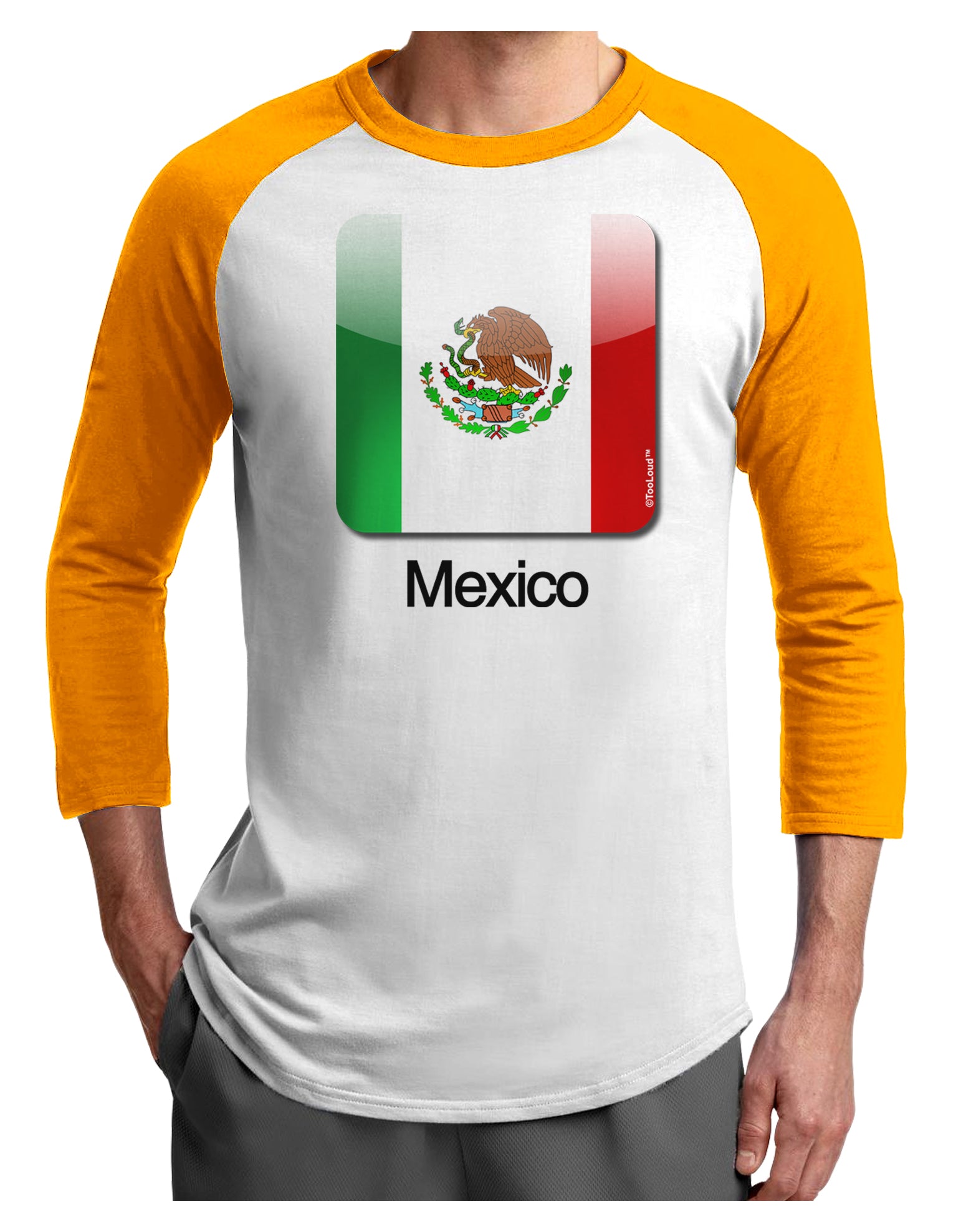Mexican Flag App Icon - Text Adult Raglan Shirt by TooLoud-TooLoud-White-Gold-X-Small-Davson Sales