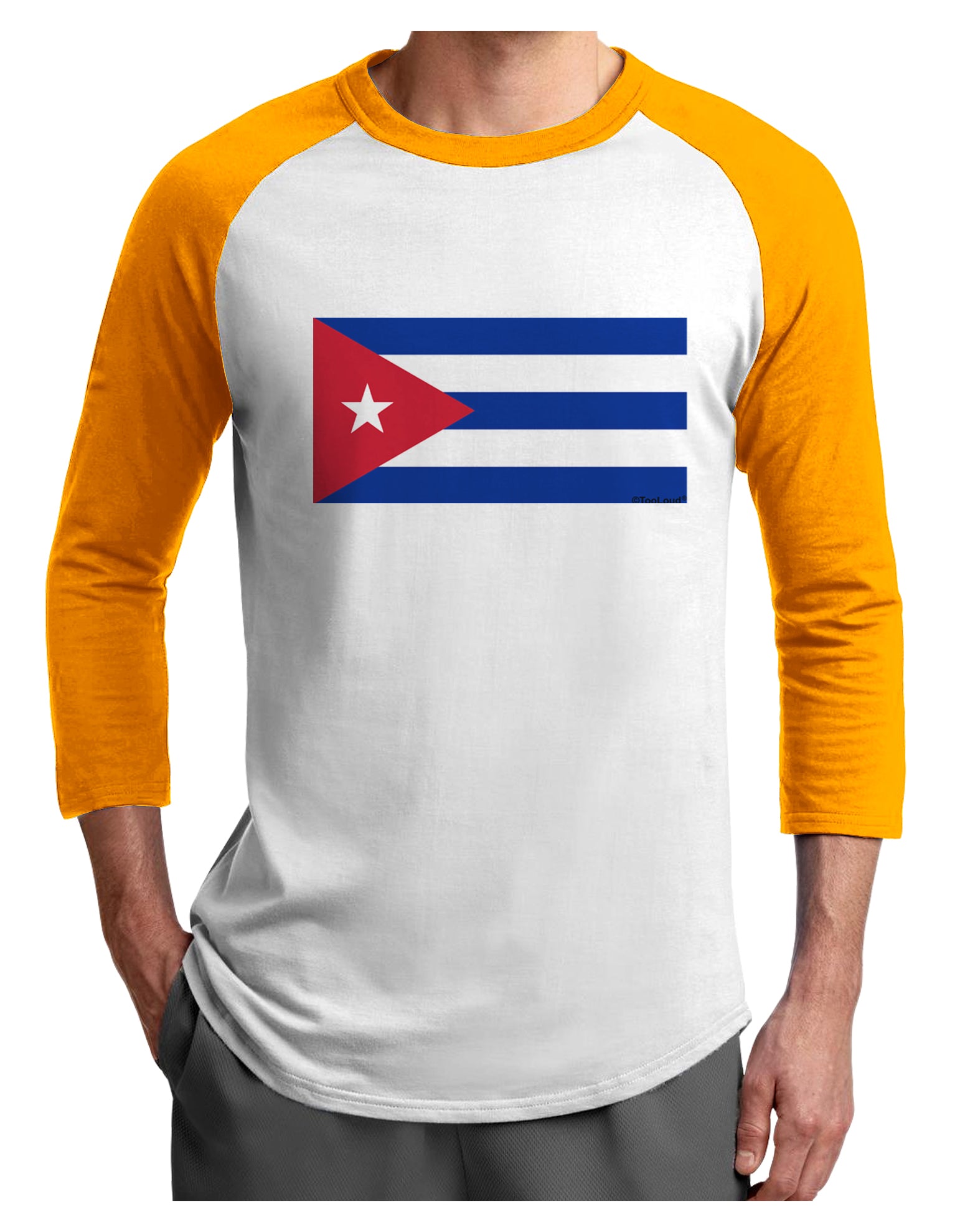 Cuba Flag Cubana Adult Raglan Shirt by TooLoud-TooLoud-White-Gold-X-Small-Davson Sales