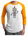 Cute Robot Male Adult Raglan Shirt-TooLoud-White-Gold-X-Small-Davson Sales