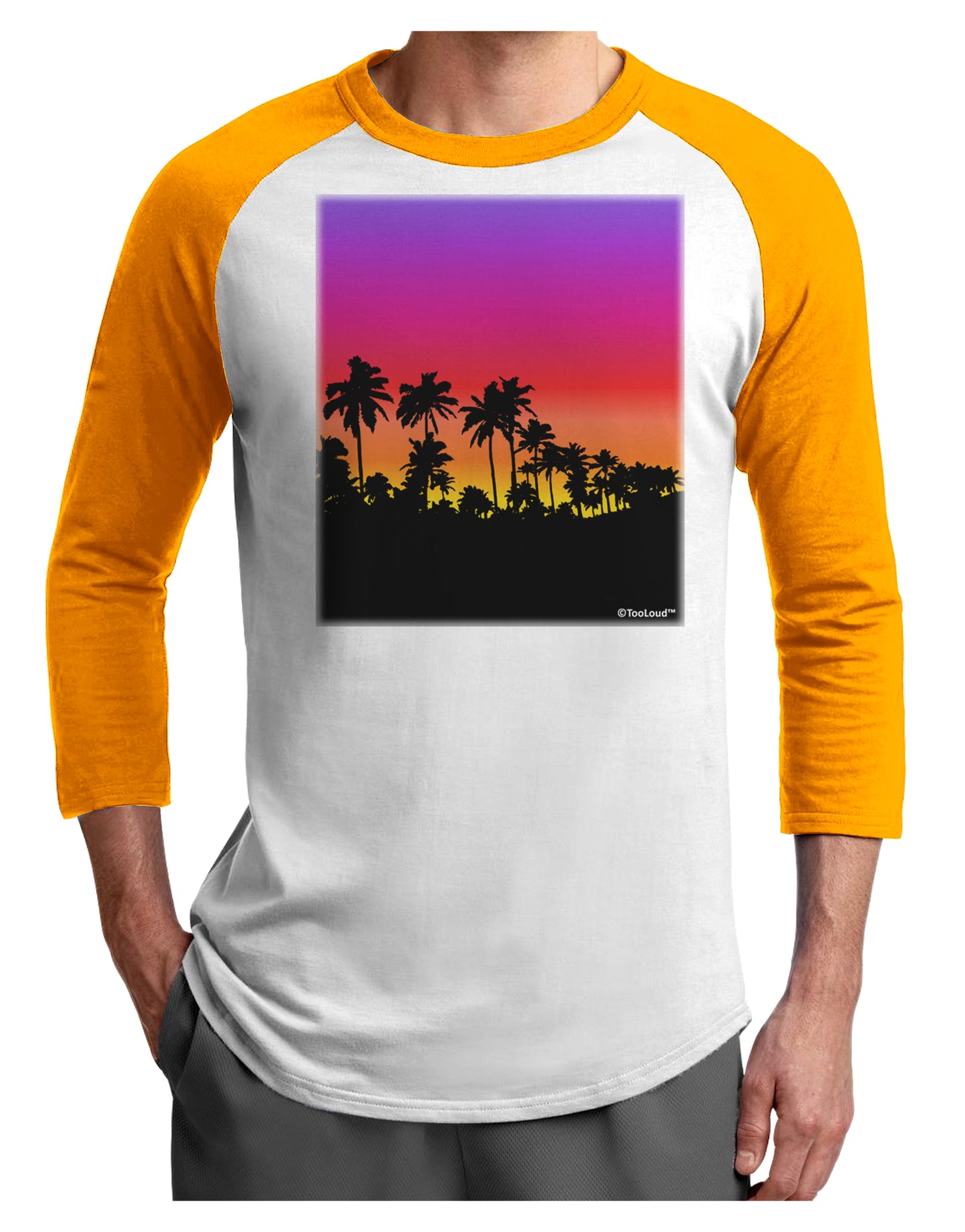 Palm Trees and Sunset Design Adult Raglan Shirt by TooLoud-TooLoud-White-Gold-X-Small-Davson Sales