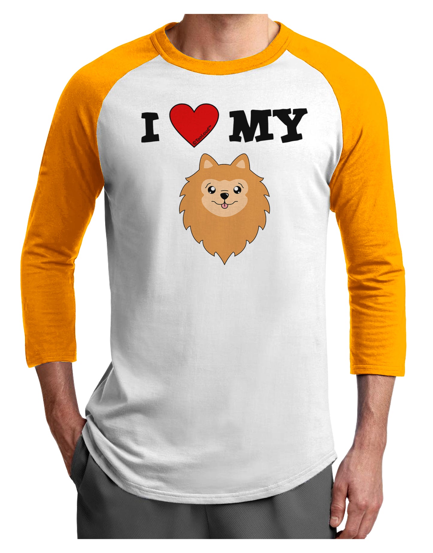I Heart My - Cute Pomeranian Dog Adult Raglan Shirt by TooLoud-TooLoud-White-Gold-X-Small-Davson Sales