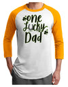 One Lucky Dad Shamrock Adult Raglan Shirt White Gold 3XL Tooloud