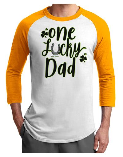 One Lucky Dad Shamrock Adult Raglan Shirt-Mens T-Shirt-TooLoud-White-Gold-X-Small-Davson Sales