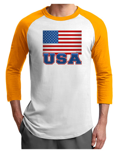 USA Flag Adult Raglan Shirt by TooLoud-TooLoud-White-Gold-X-Small-Davson Sales