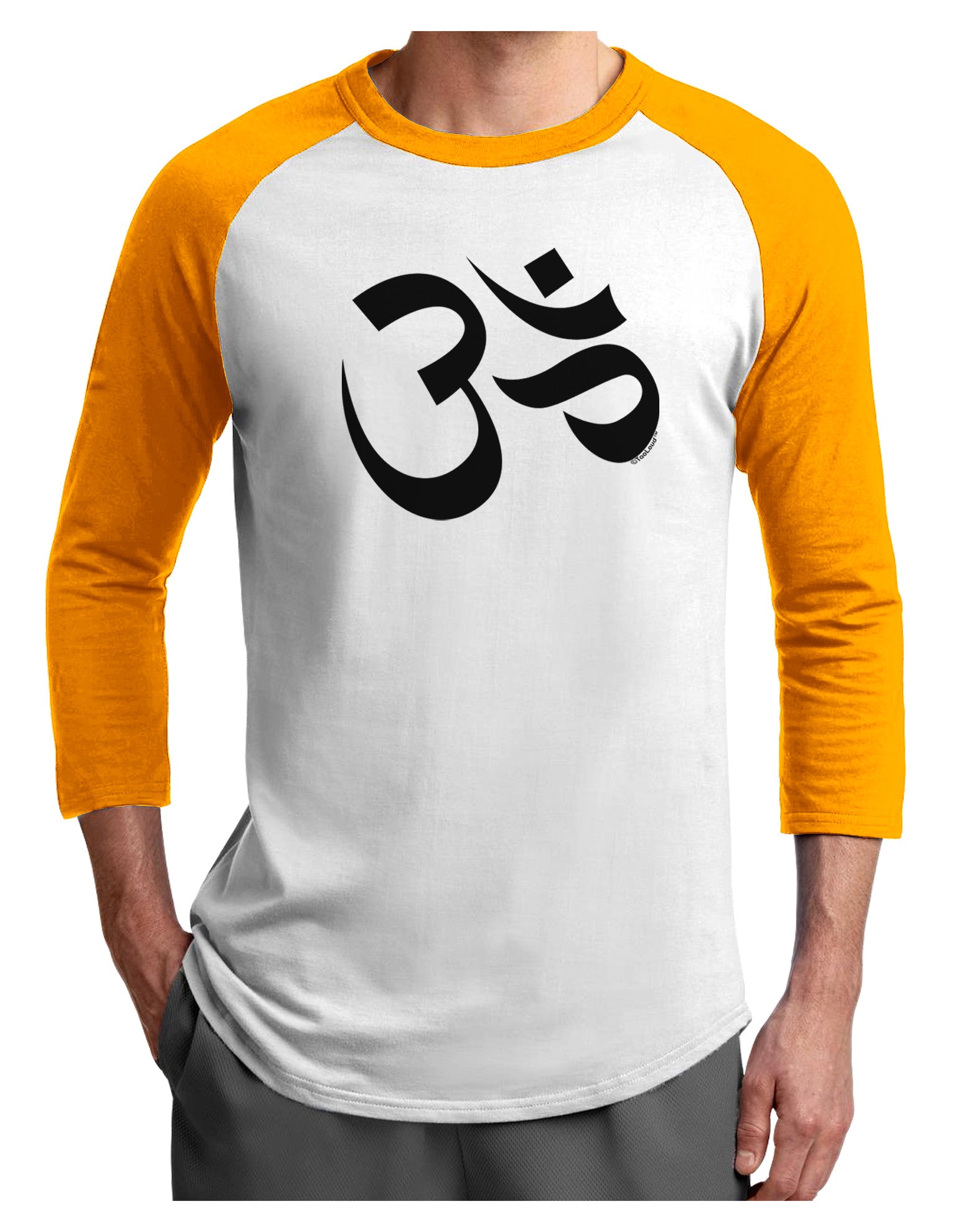 Om Symbol Adult Raglan Shirt-Raglan Shirt-TooLoud-White-Gold-X-Small-Davson Sales