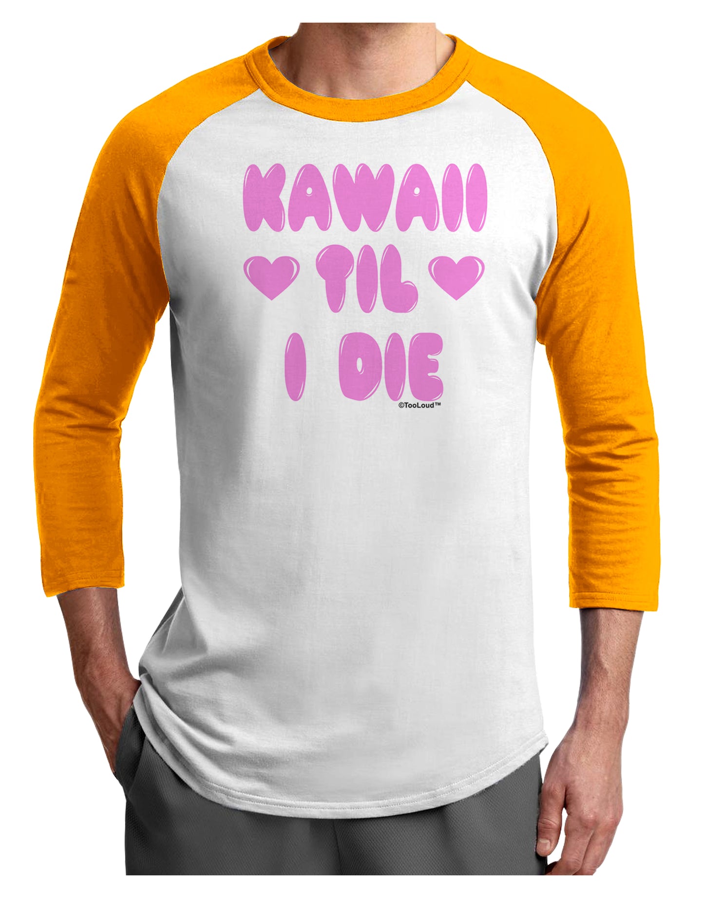 Kawaii Til I Die - Design - Magenta Adult Raglan Shirt by TooLoud-TooLoud-White-Gold-X-Small-Davson Sales