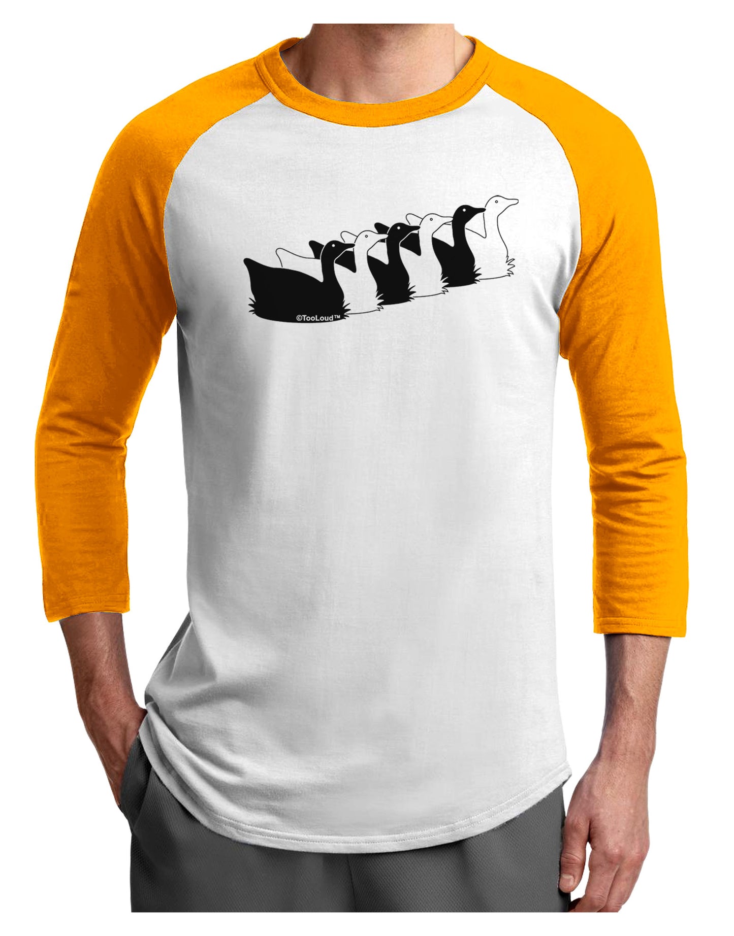 Six Geese A laying Adult Raglan Shirt-TooLoud-White-Gold-X-Small-Davson Sales