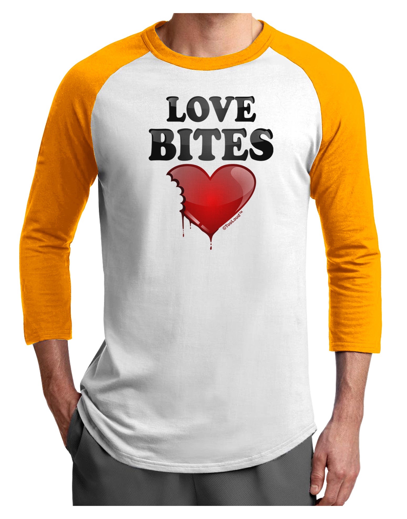 Love Bites Adult Raglan Shirt-Raglan Shirt-TooLoud-White-Gold-X-Small-Davson Sales
