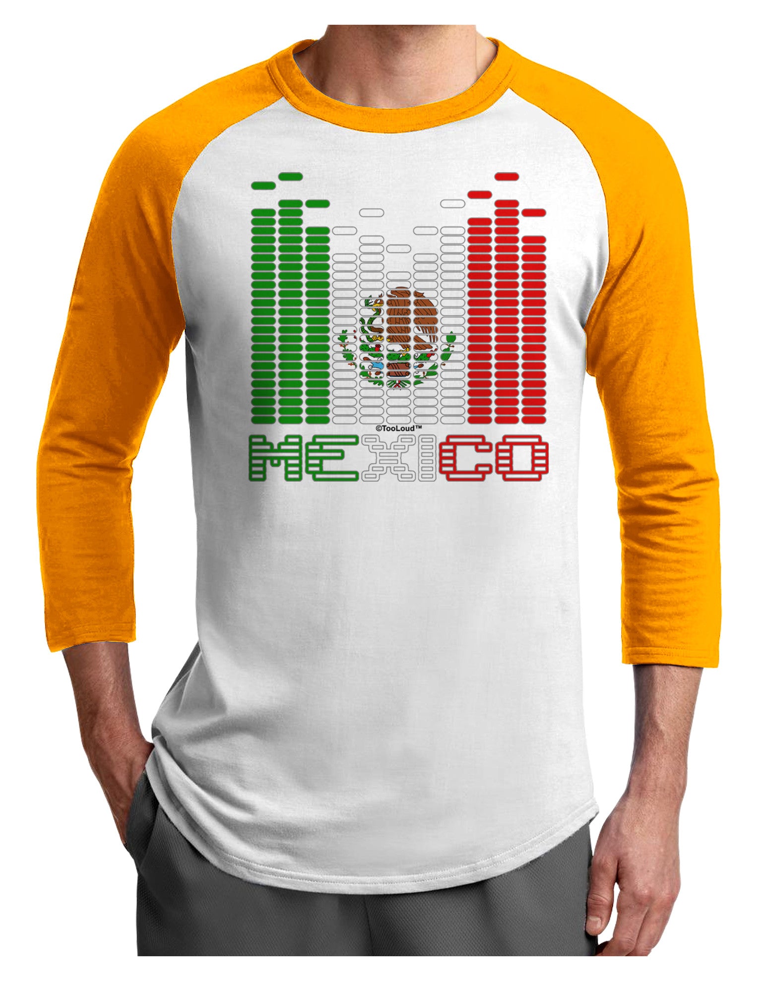 Mexican Flag Levels - Cinco De Mayo Text Adult Raglan Shirt-TooLoud-White-Gold-X-Small-Davson Sales