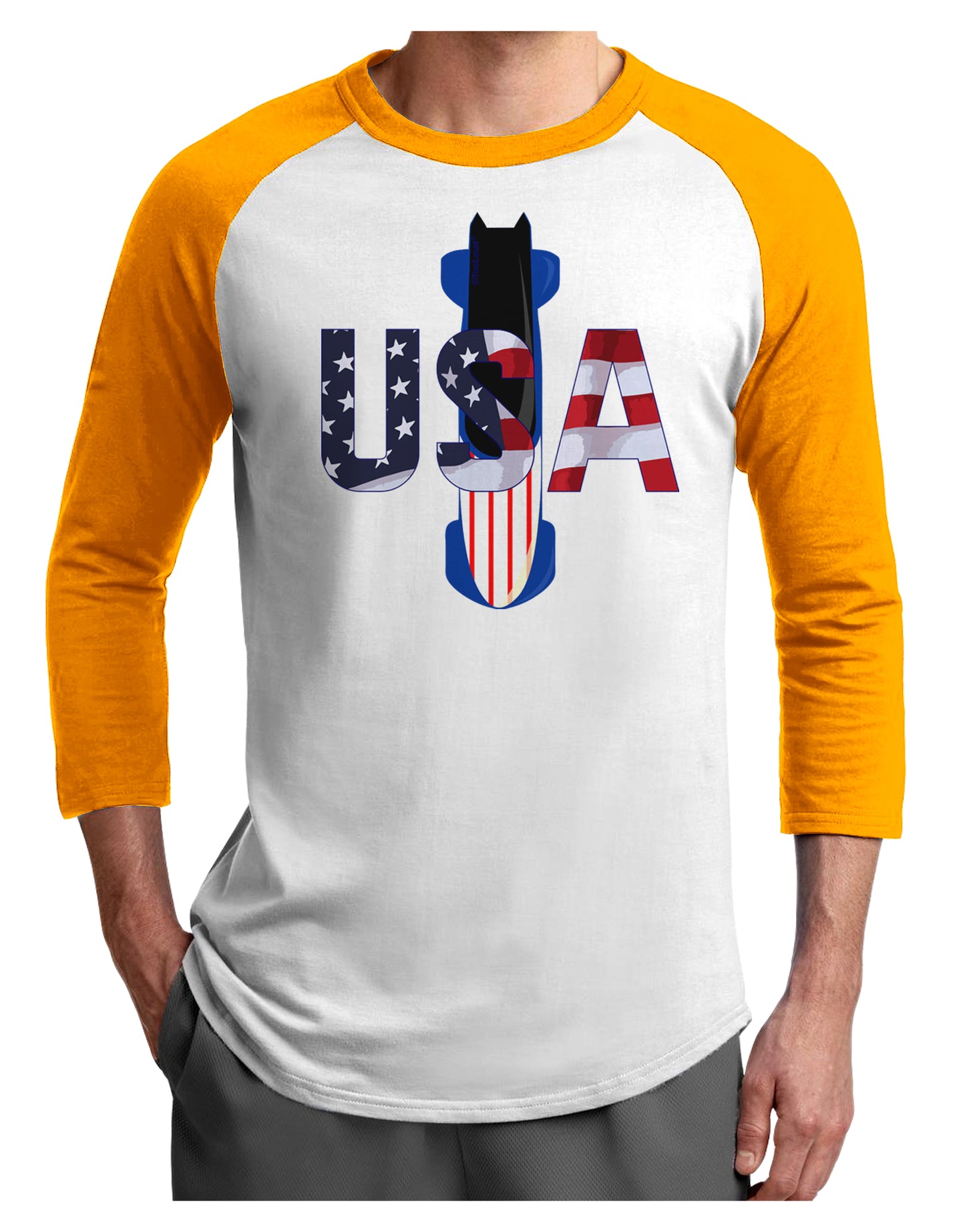 USA Bobsled Adult Raglan Shirt by TooLoud-TooLoud-White-Gold-X-Small-Davson Sales