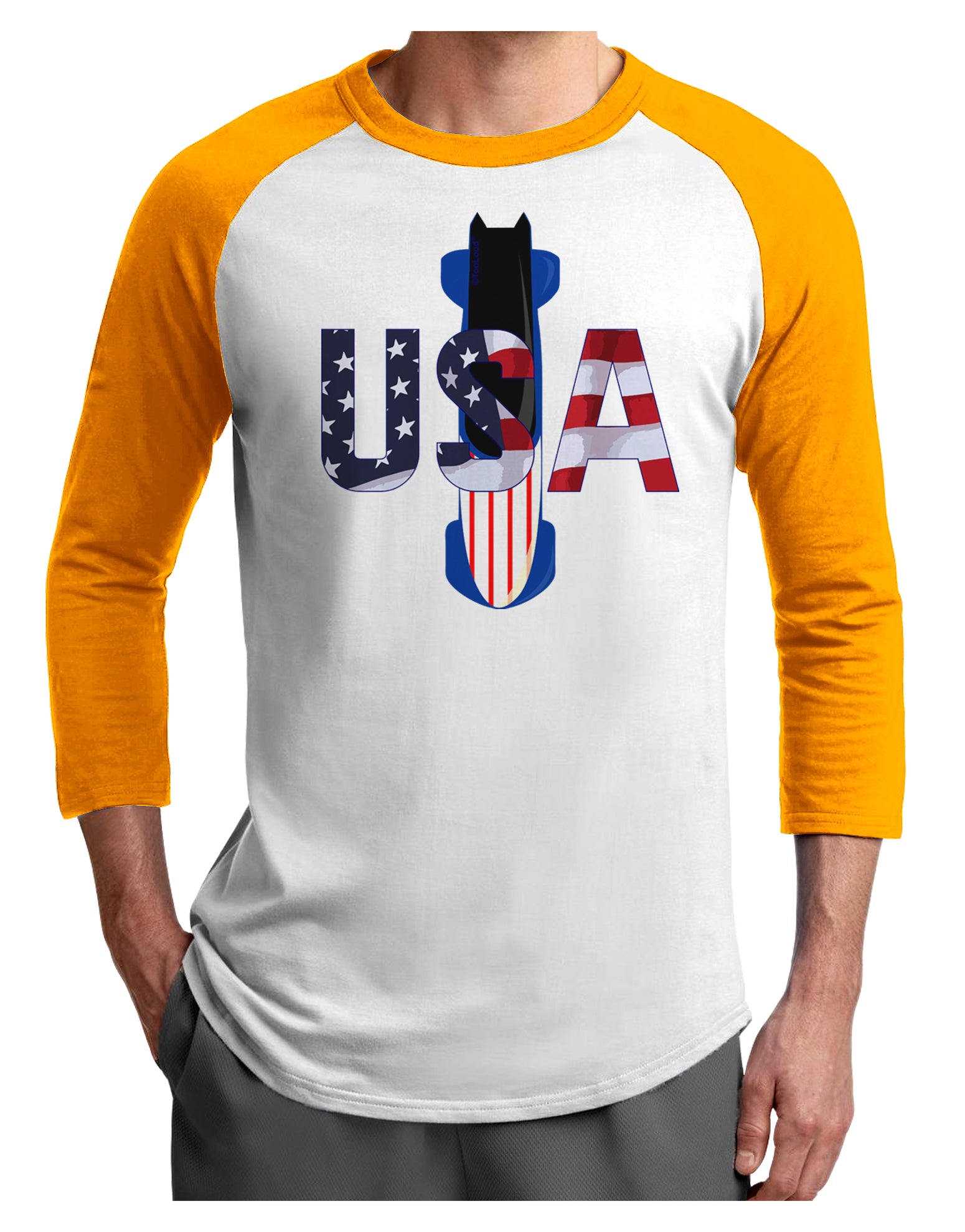 USA Bobsled Adult Raglan Shirt by TooLoud-TooLoud-White-Gold-X-Small-Davson Sales