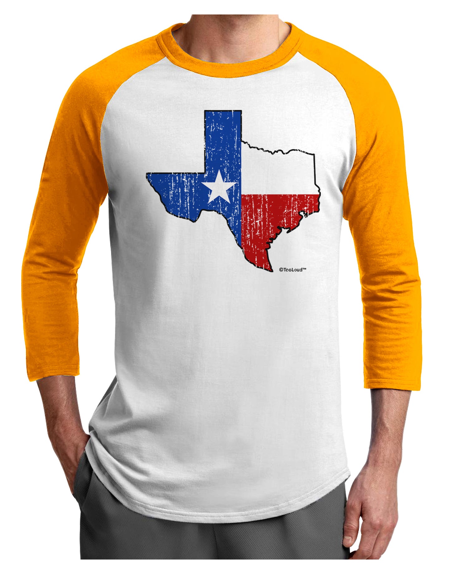 State of Texas Flag Design - Distressed Adult Raglan Shirt-Raglan Shirt-TooLoud-White-Gold-X-Small-Davson Sales