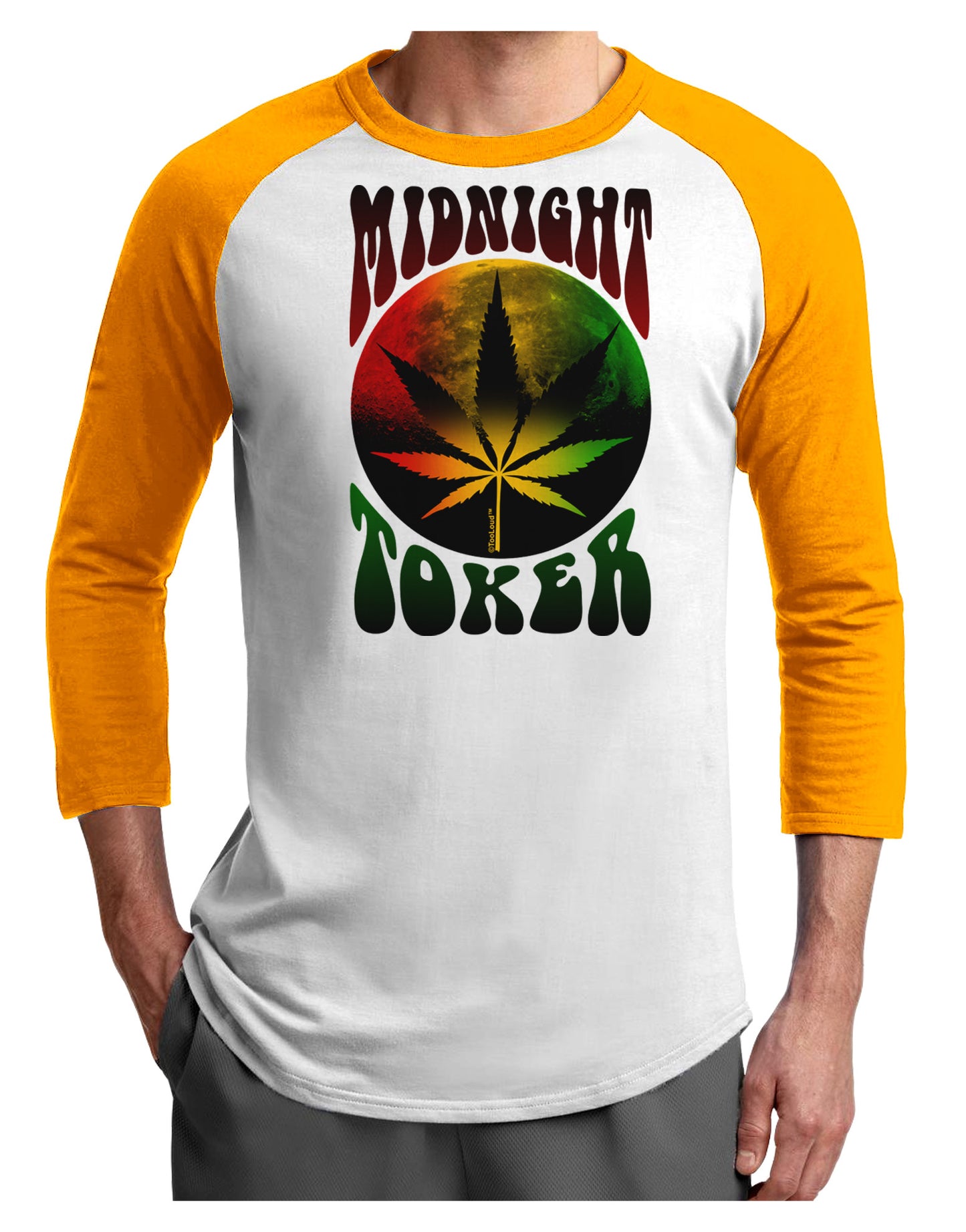 Midnight Toker Marijuana Adult Raglan Shirt-Raglan Shirt-TooLoud-White-Gold-X-Small-Davson Sales