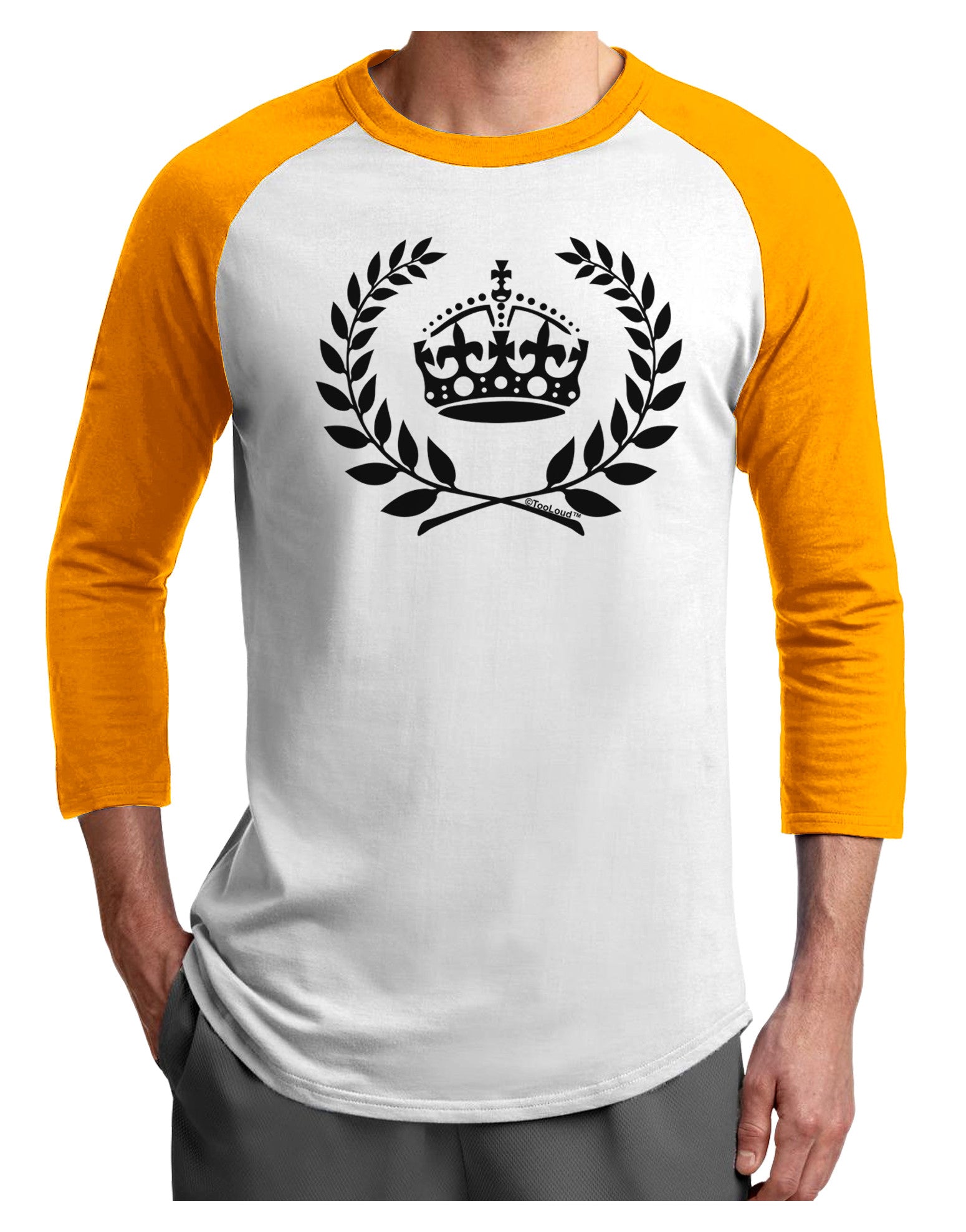 Crown and Laurel Adult Raglan Shirt-Raglan Shirt-TooLoud-White-Gold-X-Small-Davson Sales