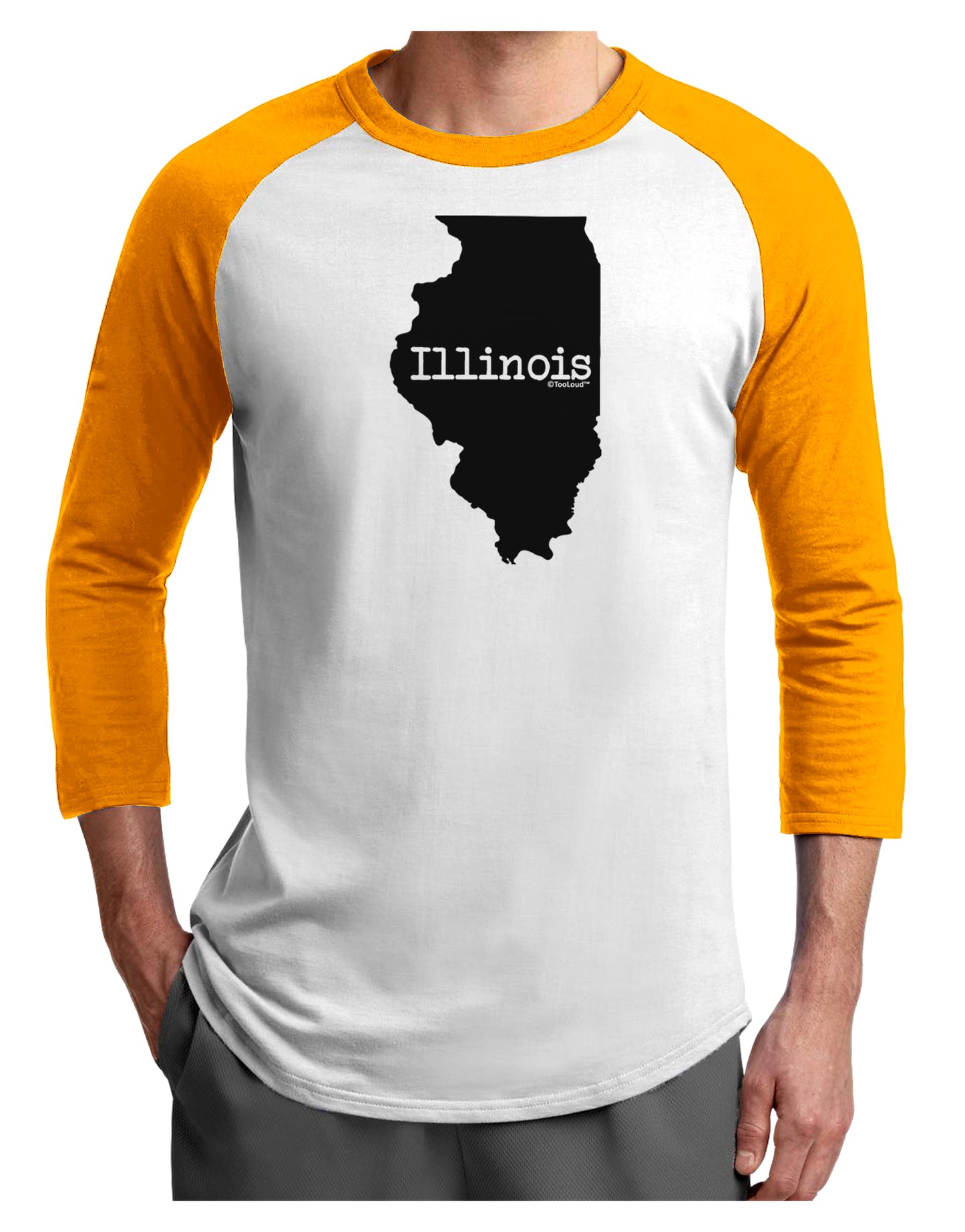 Illinois - United States Shape Adult Raglan Shirt by TooLoud-TooLoud-White-Gold-X-Small-Davson Sales