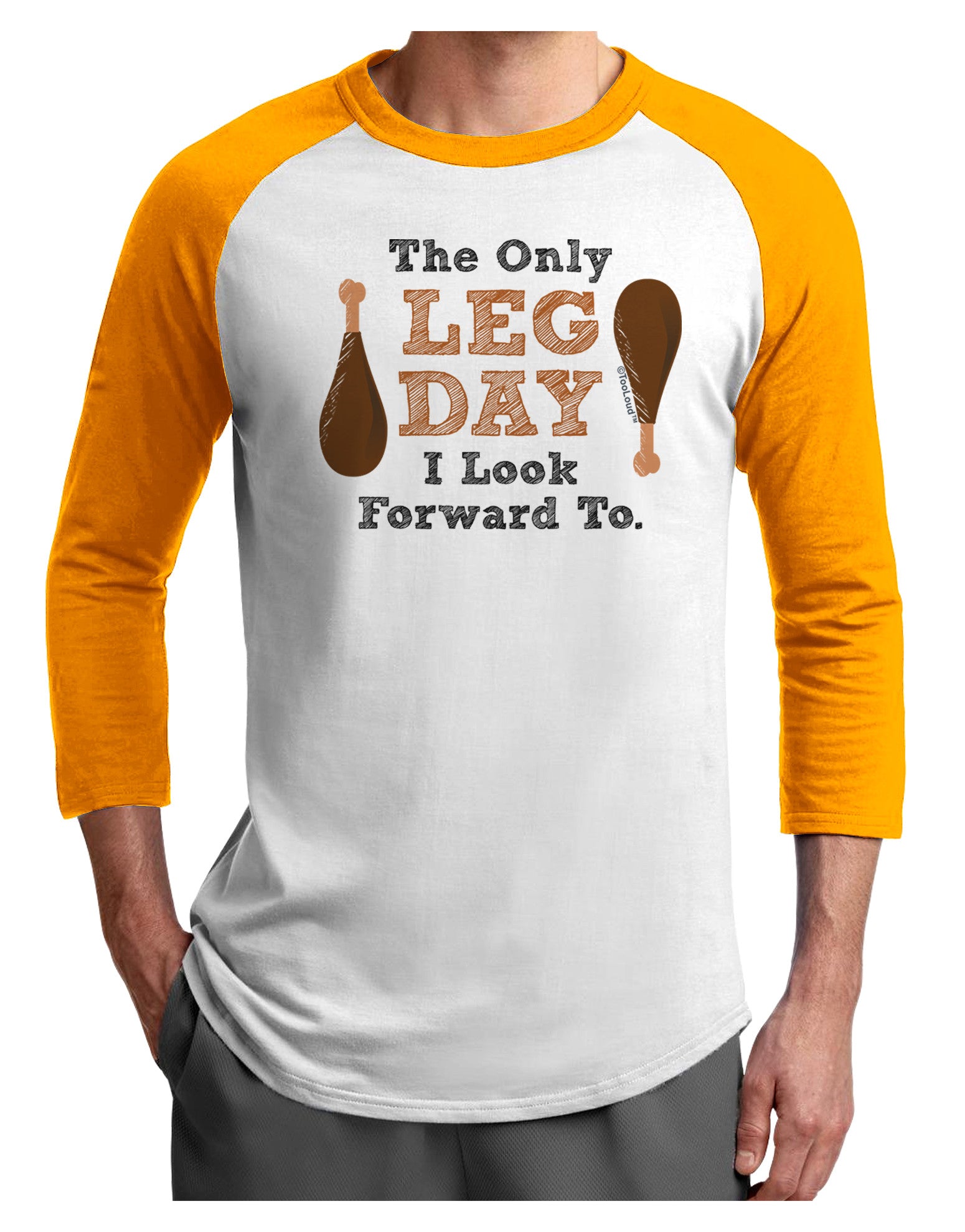 Leg Day - Turkey Leg Adult Raglan Shirt-Raglan Shirt-TooLoud-White-Gold-X-Small-Davson Sales