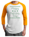 Happy St Patricks Day Clovers Adult Raglan Shirt-Raglan Shirt-TooLoud-White-Gold-X-Small-Davson Sales