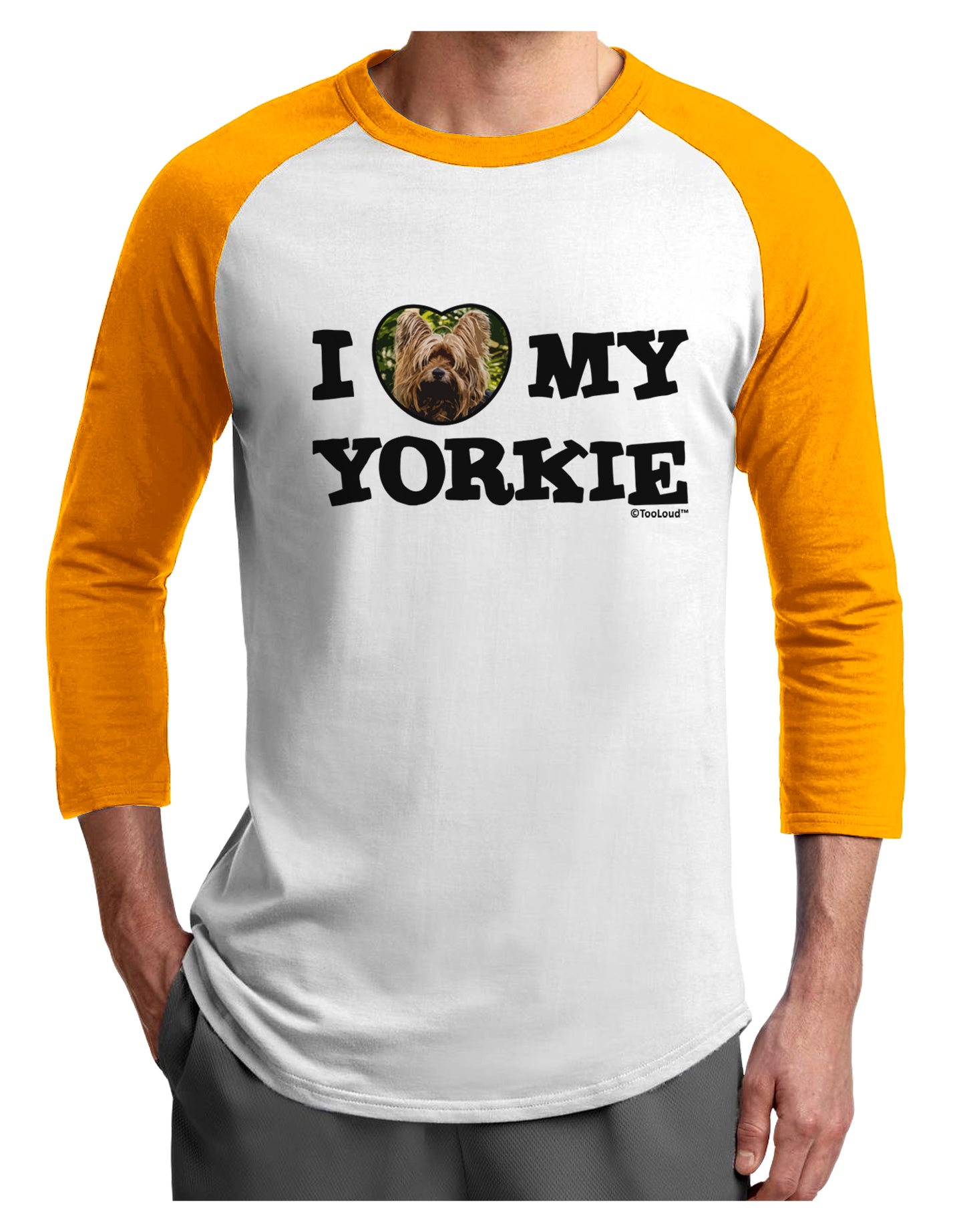 I Heart My Yorkie Adult Raglan Shirt by TooLoud-TooLoud-White-Gold-X-Small-Davson Sales