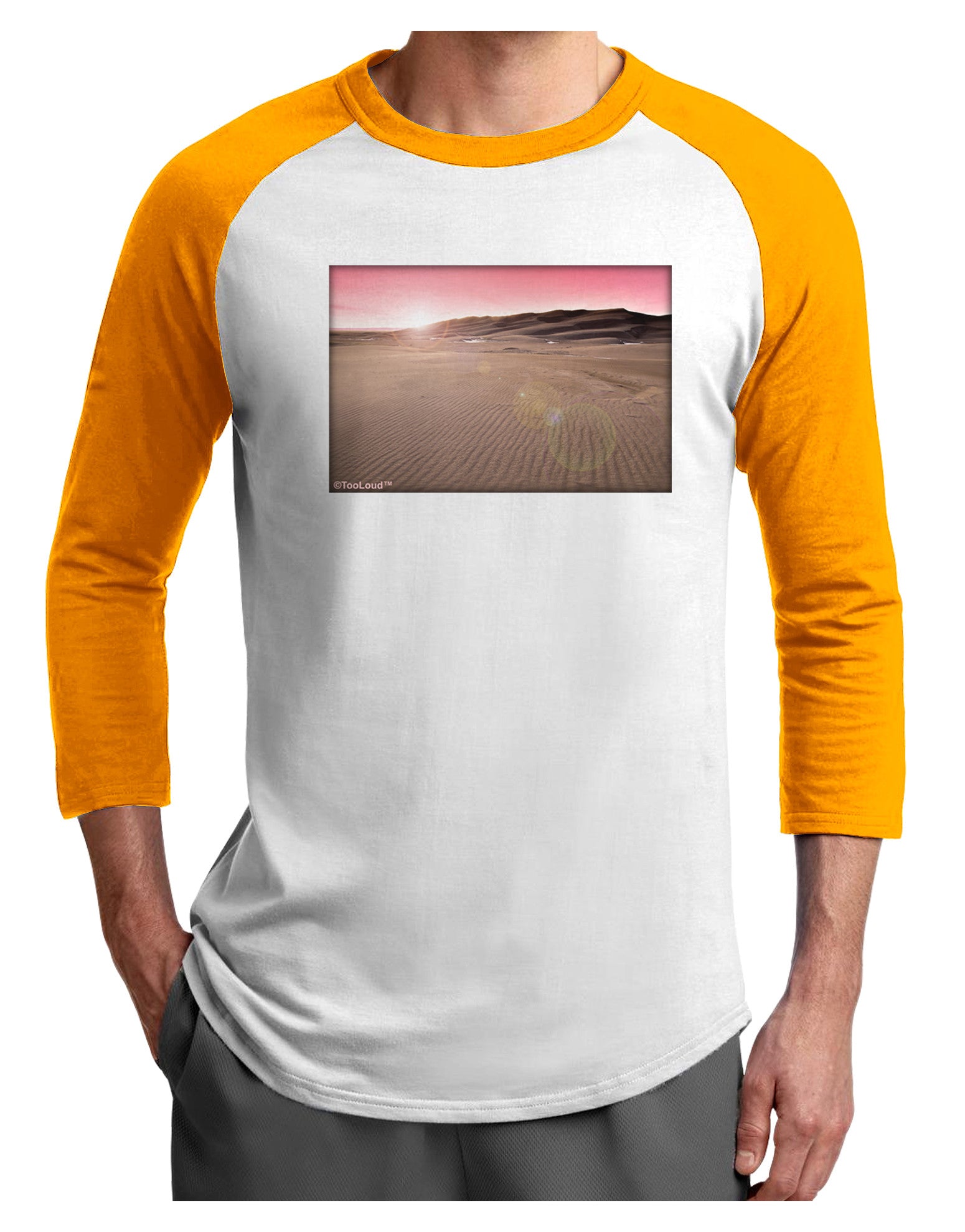Victor Mines Pink Sunrise Adult Raglan Shirt-Raglan Shirt-TooLoud-White-Gold-X-Small-Davson Sales