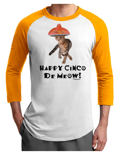 Cat with Pink Sombrero - Happy Cinco de Meow Adult Raglan Shirt by TooLoud-TooLoud-White-Gold-X-Small-Davson Sales