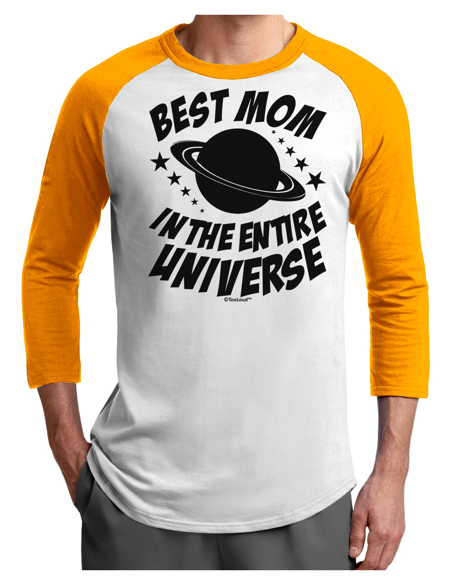 Best Mom in the Entire Universe Adult Raglan Shirt by TooLoud-TooLoud-White-Gold-X-Small-Davson Sales