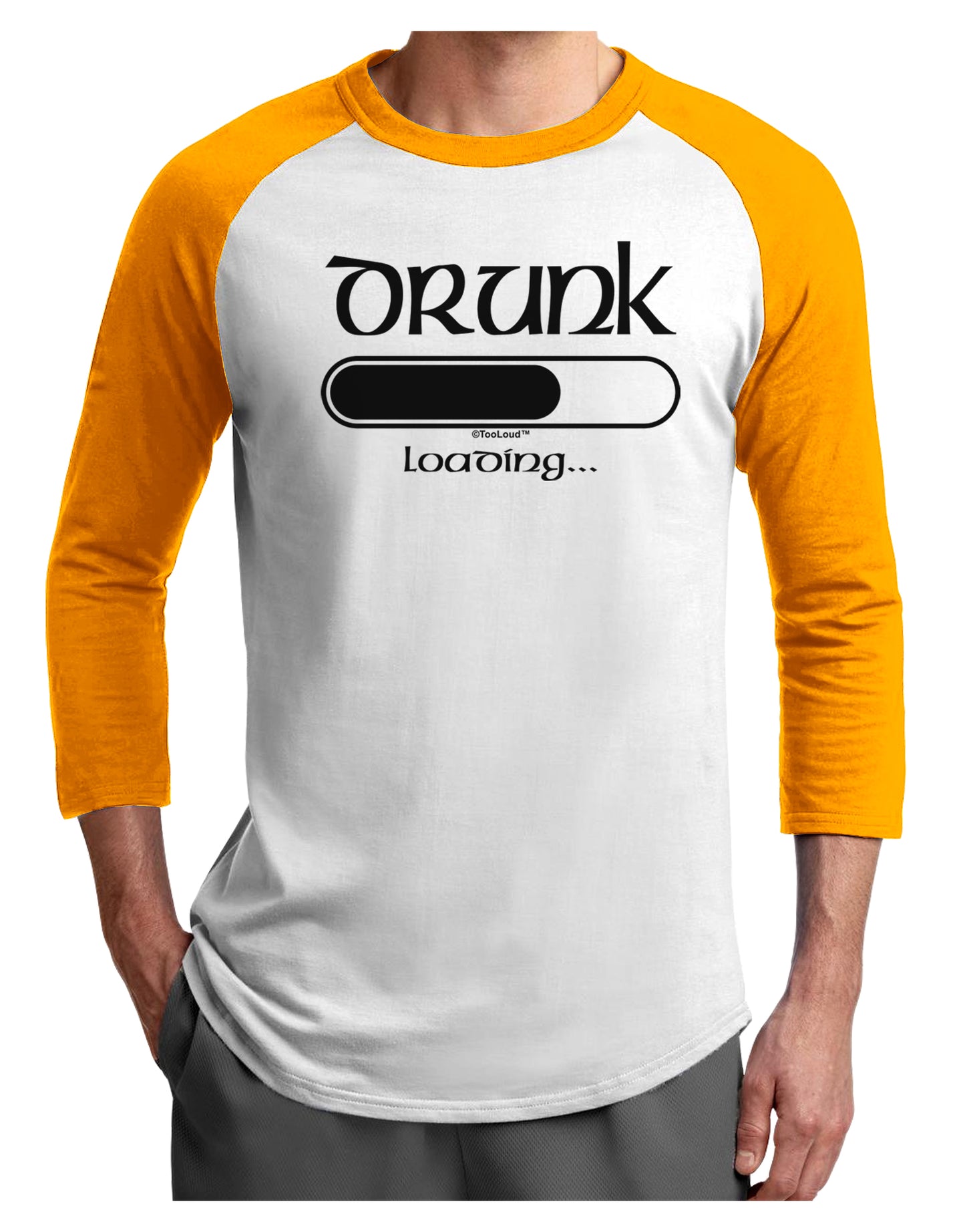 Drunk Loading Bar Adult Raglan Shirt by TooLoud-TooLoud-White-Gold-X-Small-Davson Sales