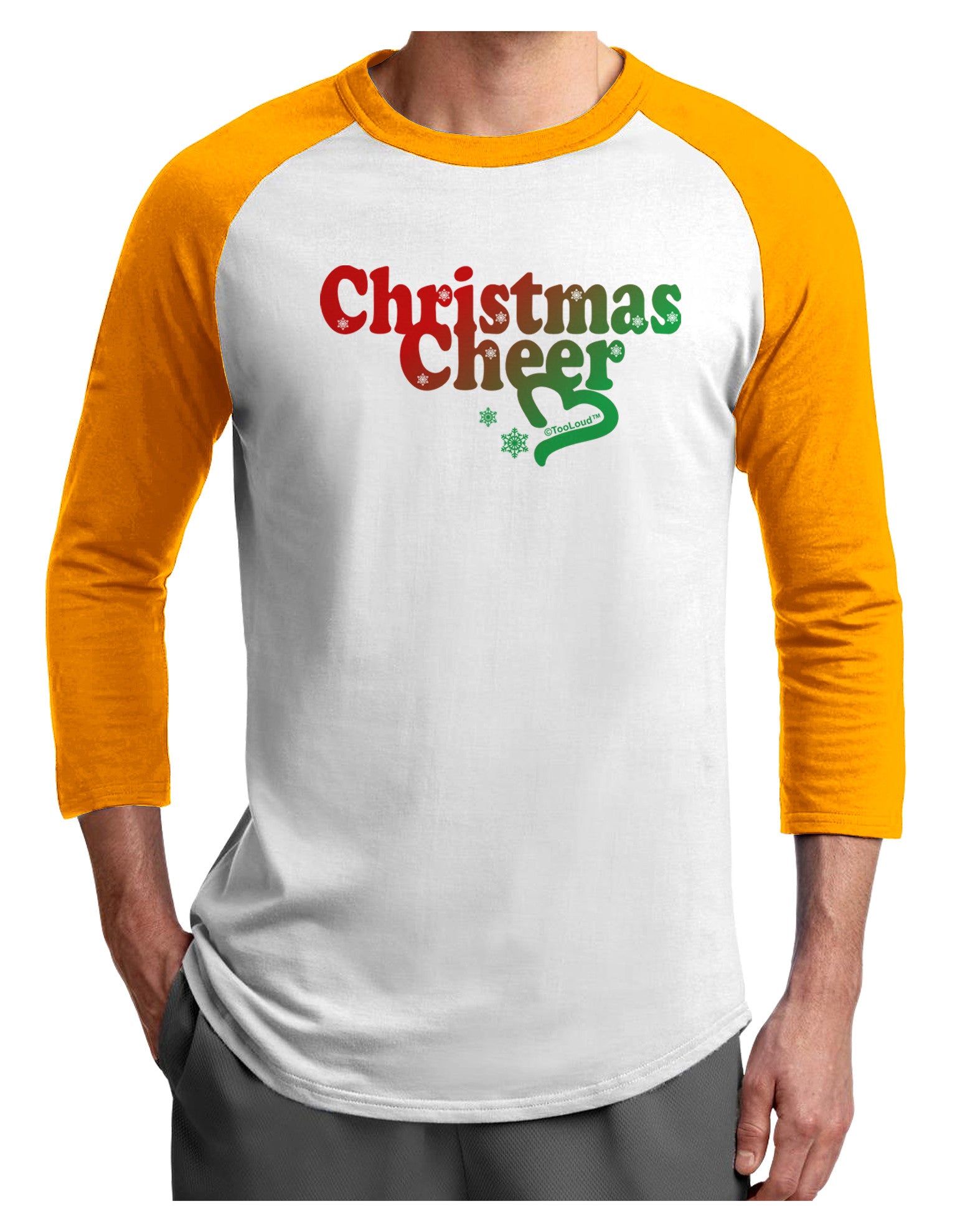 Christmas Cheer Color Adult Raglan Shirt-Raglan Shirt-TooLoud-White-Gold-X-Small-Davson Sales