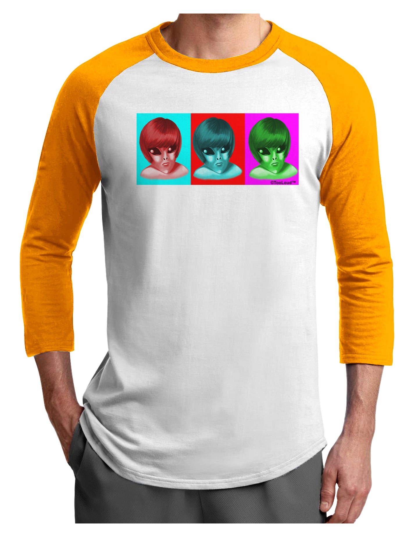 Extraterrestial Pop-art #2 Adult Raglan Shirt by TooLoud-TooLoud-White-Gold-X-Small-Davson Sales