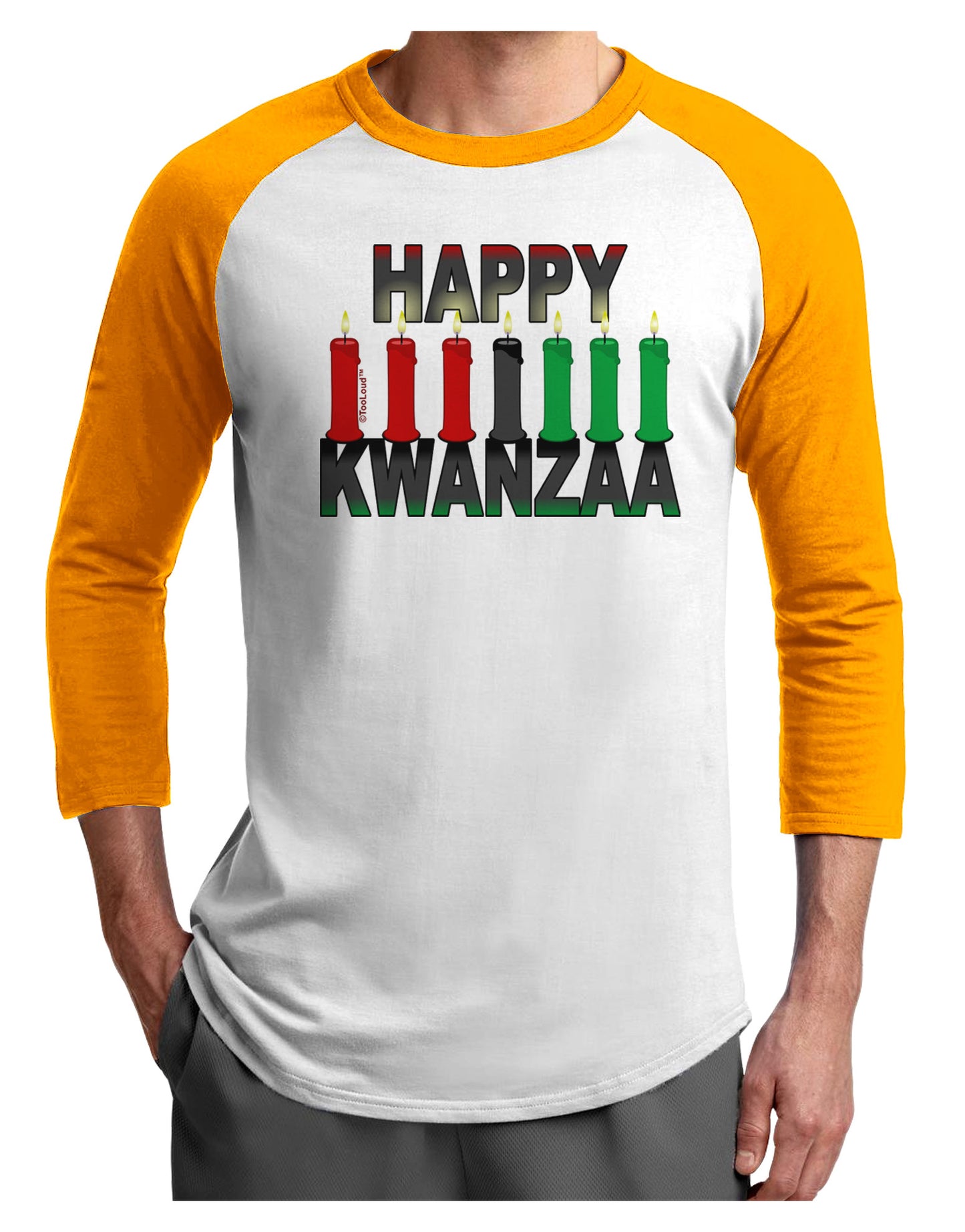 Happy Kwanzaa Candles Adult Raglan Shirt-Raglan Shirt-TooLoud-White-Gold-X-Small-Davson Sales