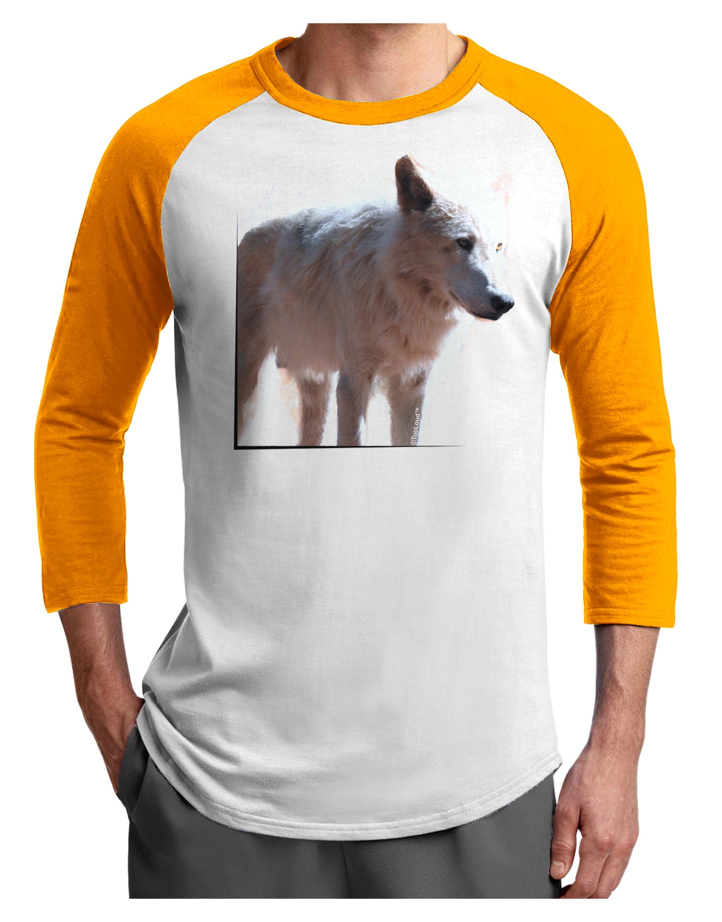 Magnificent Full White Wolf Adult Raglan Shirt-Raglan Shirt-TooLoud-White-Gold-X-Small-Davson Sales