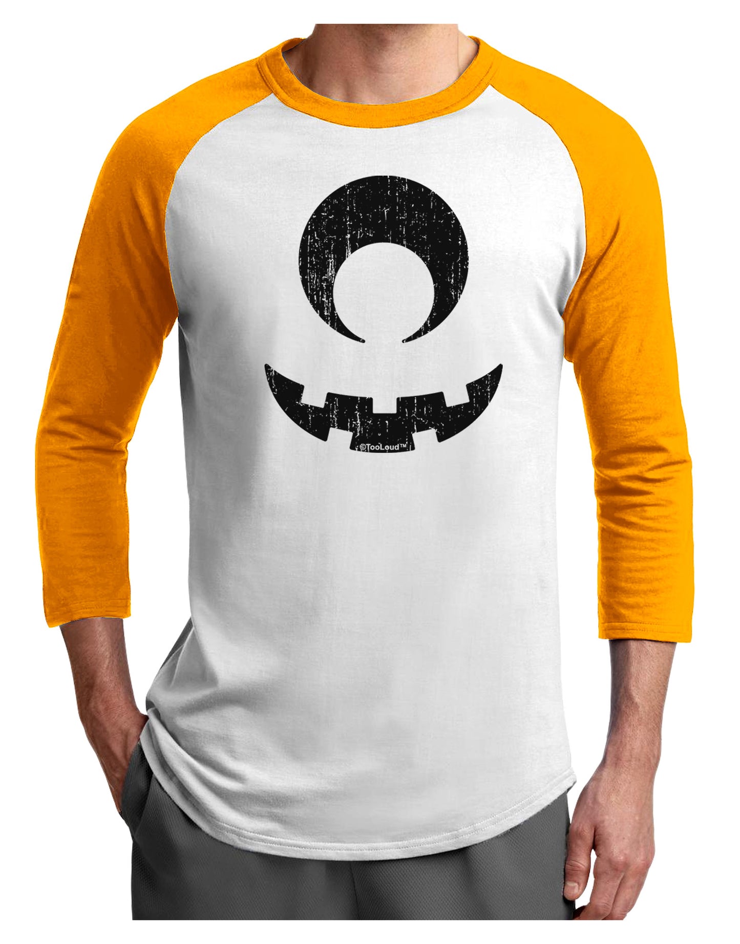 Cyclops Lantern Distressed Adult Raglan Shirt-TooLoud-White-Gold-X-Small-Davson Sales