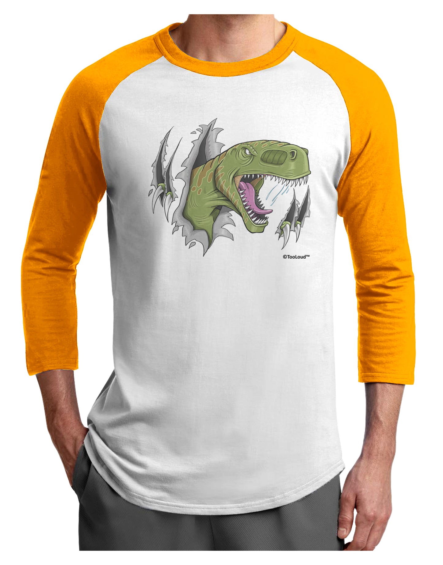 Green Dinosaur Breaking Free Adult Raglan Shirt by TooLoud-TooLoud-White-Gold-X-Small-Davson Sales