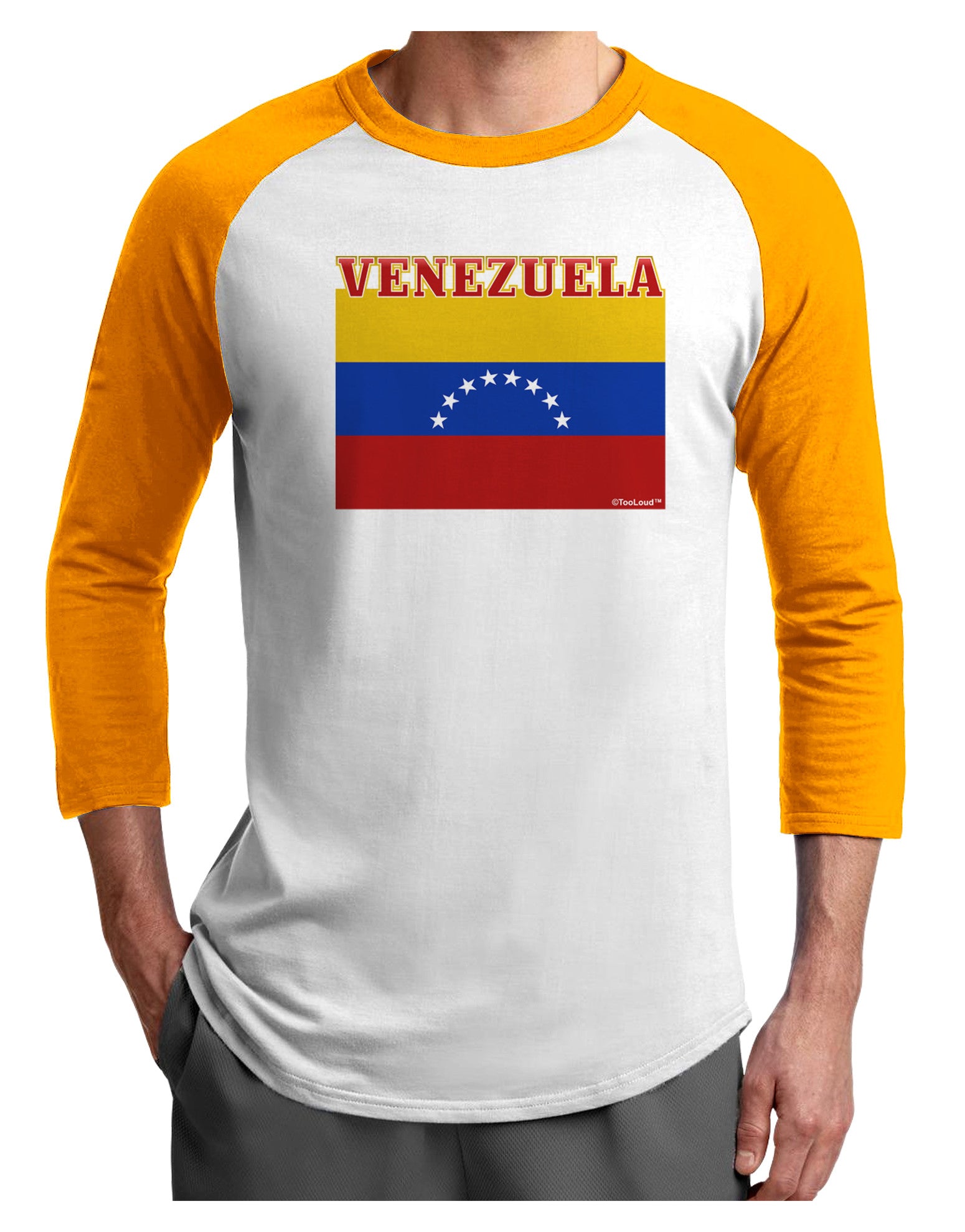 Venezuela Flag Adult Raglan Shirt-Raglan Shirt-TooLoud-White-Gold-X-Small-Davson Sales