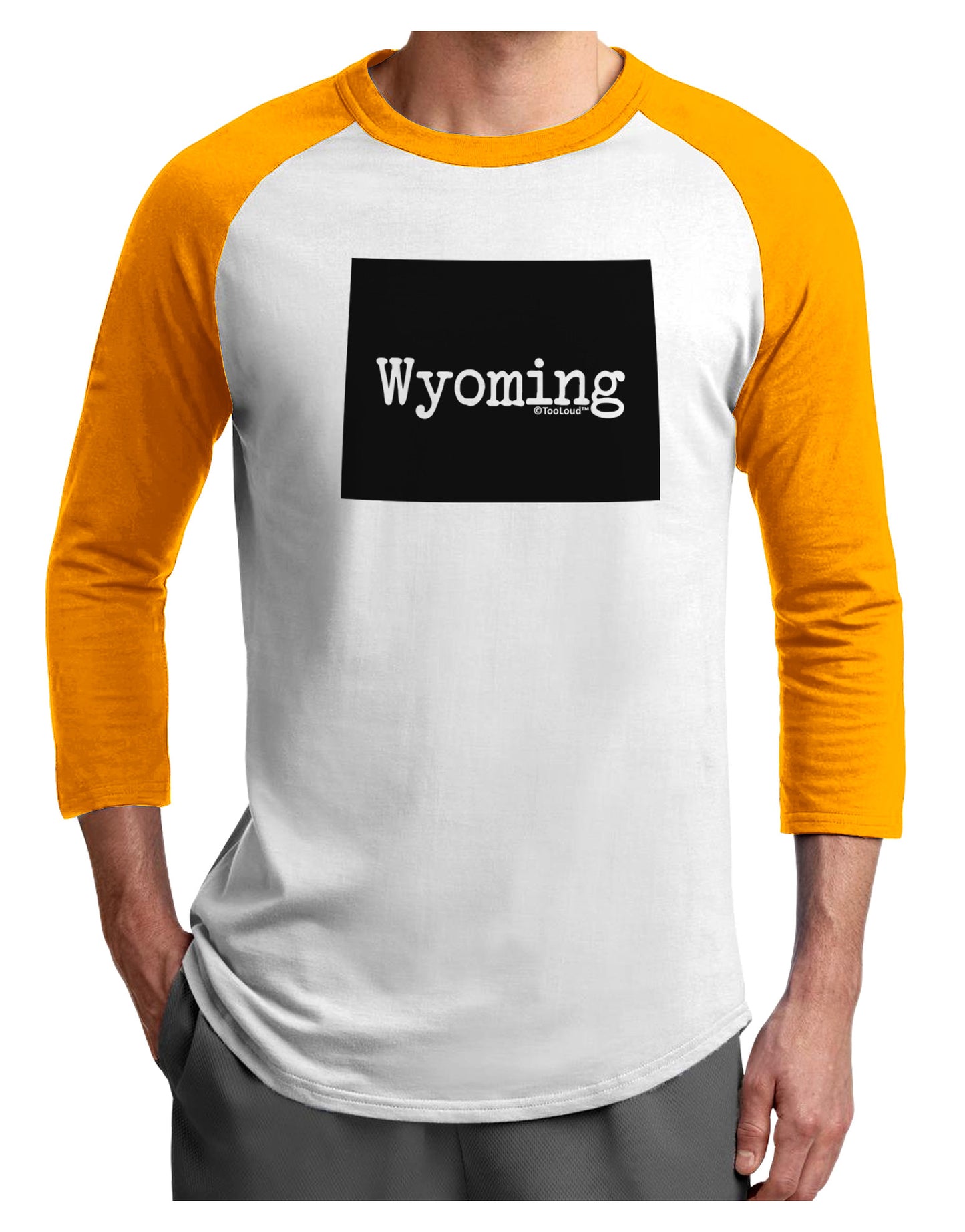 TooLoud Wyoming - United States Shape Adult Raglan Shirt-Raglan Shirt-TooLoud-White-Gold-X-Small-Davson Sales