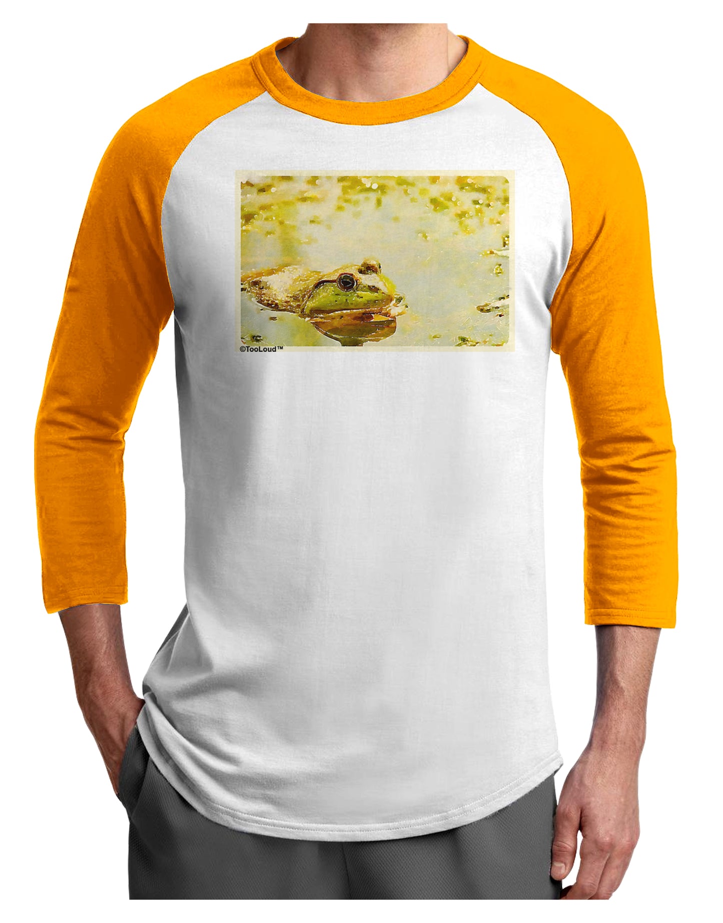 Bullfrog In Watercolor Adult Raglan Shirt by TooLoud-TooLoud-White-Gold-X-Small-Davson Sales