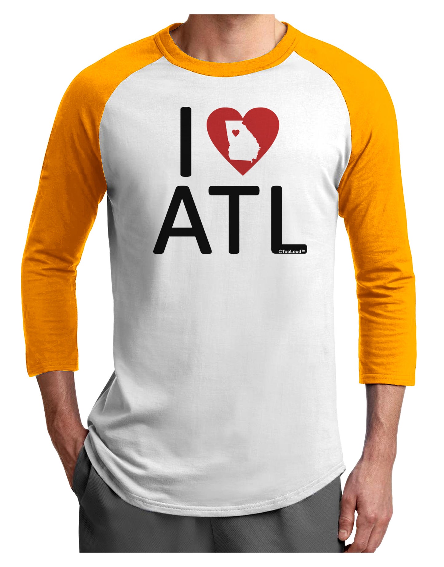 I Heart Atlanta Adult Raglan Shirt-Raglan Shirt-TooLoud-White-Gold-X-Small-Davson Sales