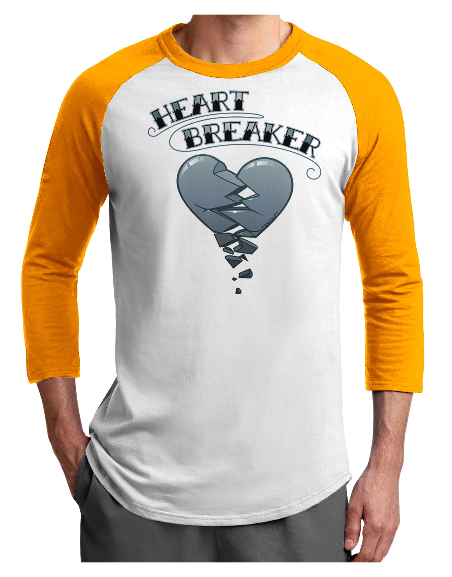 Heart Breaker Manly Adult Raglan Shirt by-Raglan Shirt-TooLoud-White-Gold-X-Small-Davson Sales