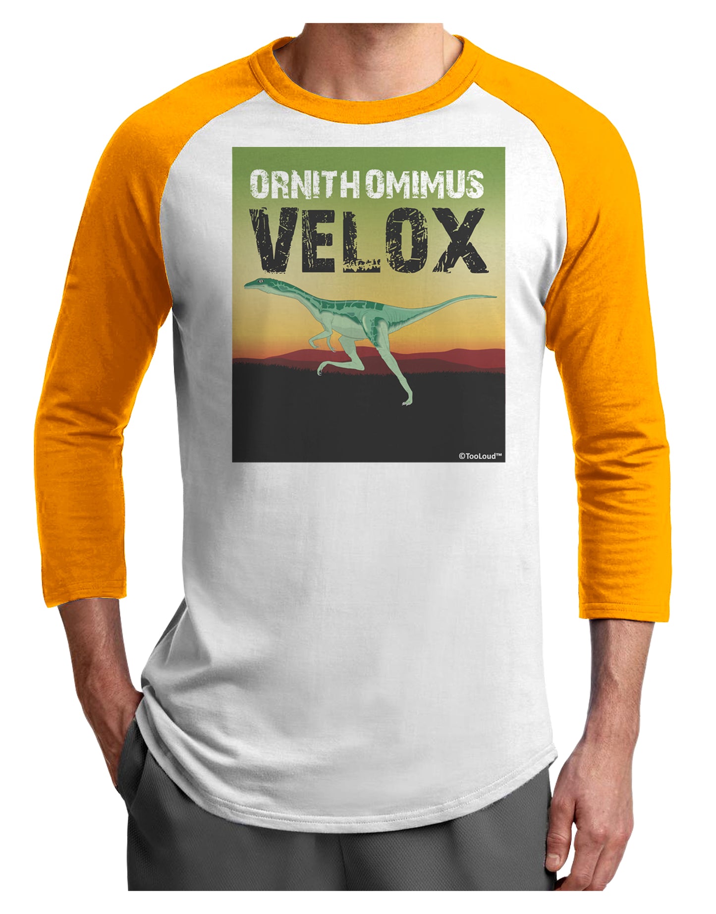 Ornithomimus Velox - With Name Adult Raglan Shirt by TooLoud-TooLoud-White-Gold-X-Small-Davson Sales