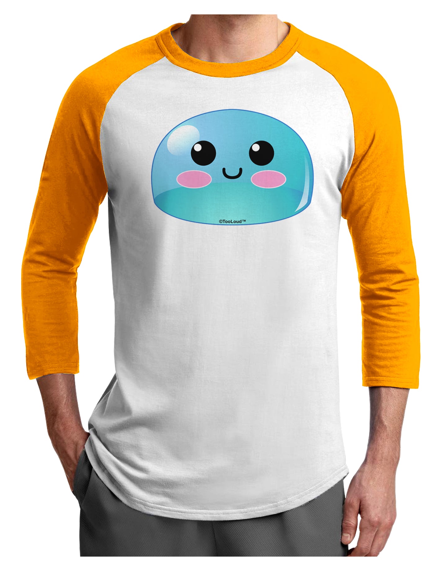 Cute RPG Slime - Blue Adult Raglan Shirt by TooLoud-TooLoud-White-Gold-X-Small-Davson Sales