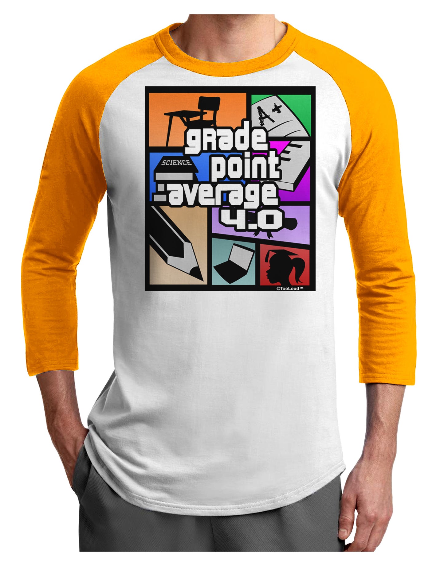 GPA 4 - Grade Point Average Adult Raglan Shirt-Raglan Shirt-TooLoud-White-Gold-X-Small-Davson Sales