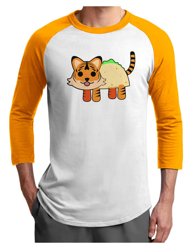 Cute Taco Tiger Adult Raglan Shirt-TooLoud-White-Gold-X-Small-Davson Sales