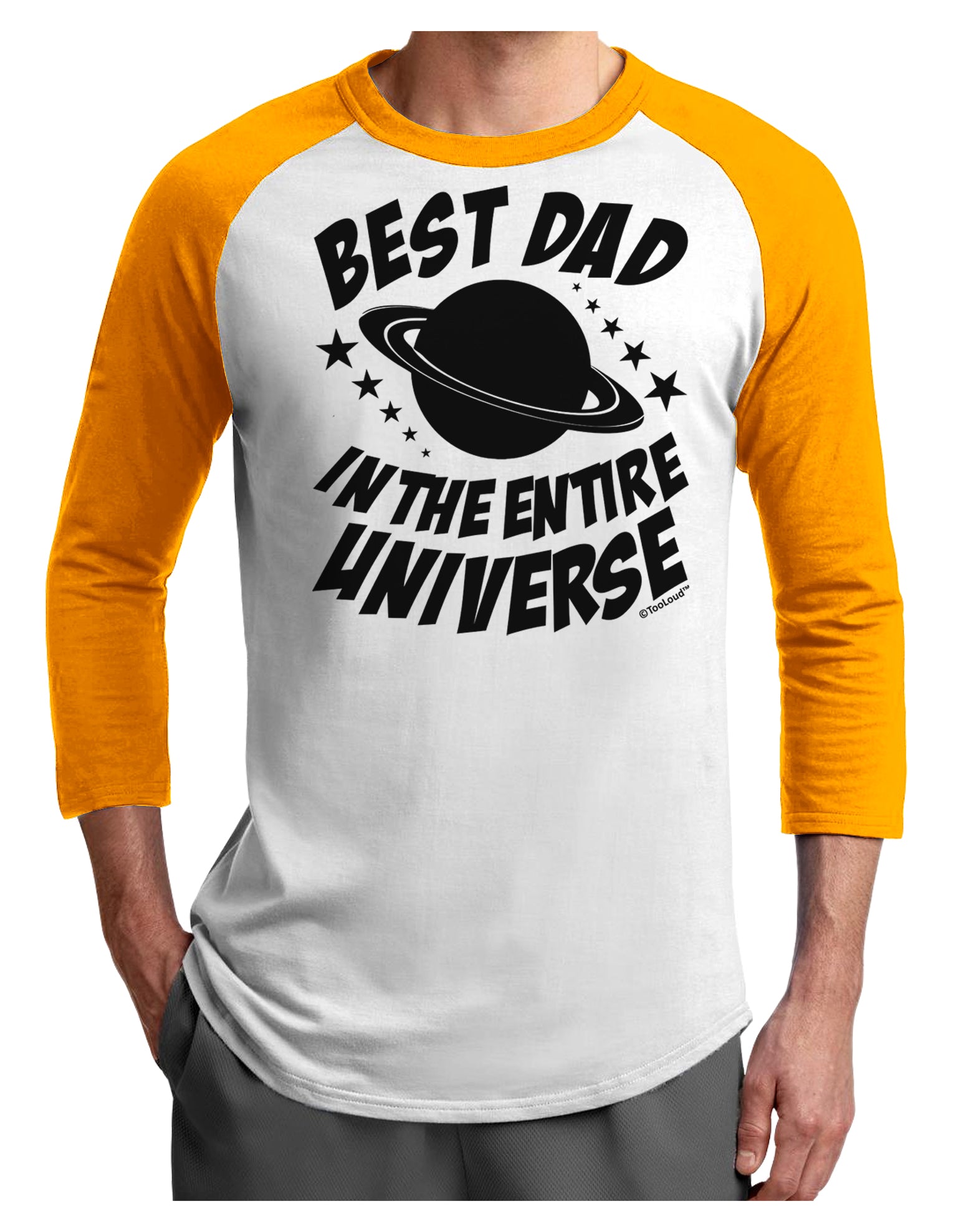 Best Dad in the Entire Universe Adult Raglan Shirt-Raglan Shirt-TooLoud-White-Gold-X-Small-Davson Sales