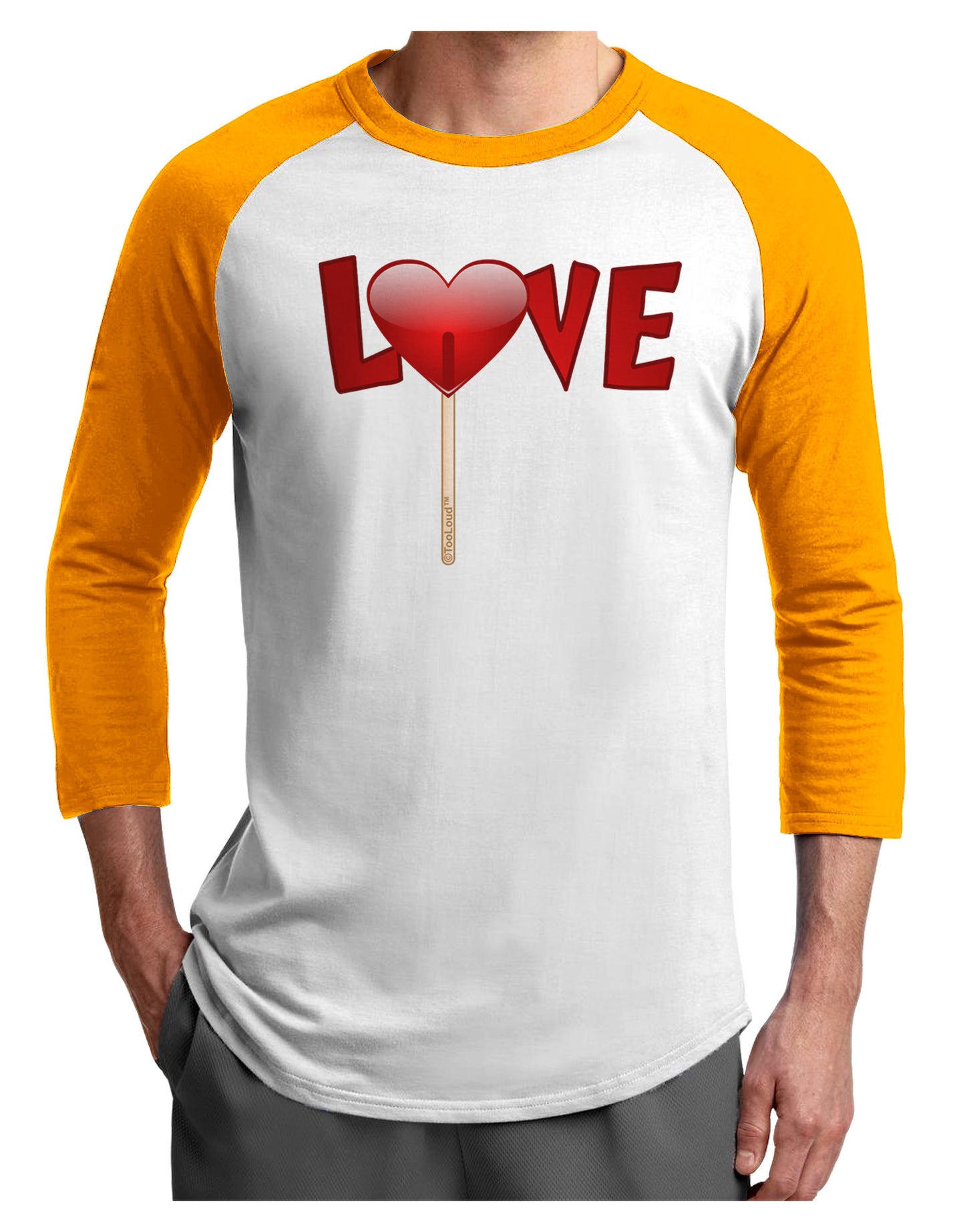 Love Lollipop Adult Raglan Shirt-TooLoud-White-Gold-X-Small-Davson Sales