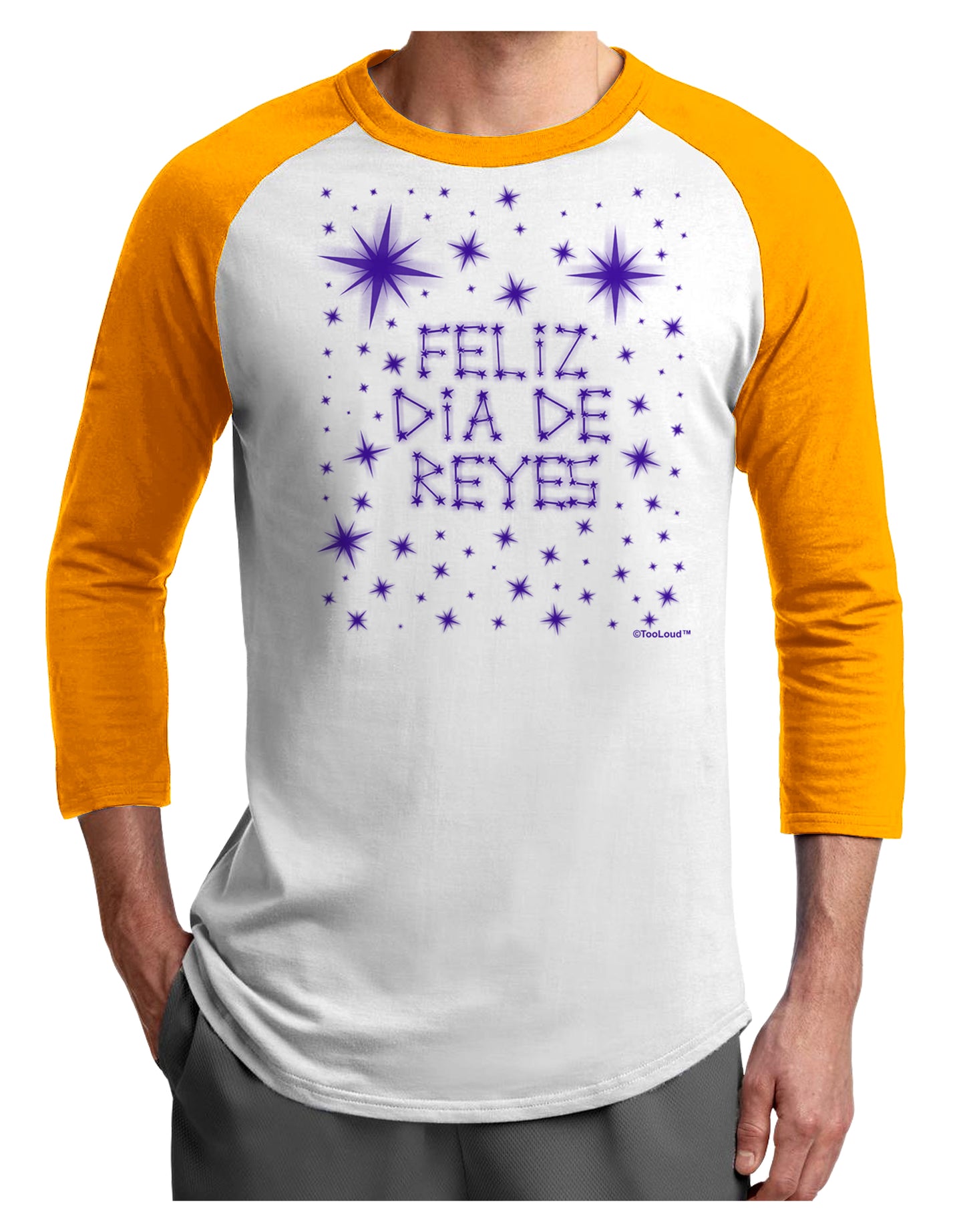 Feliz Dia de Reyes - Estrellas Brillantes Adult Raglan Shirt by TooLoud-Raglan Shirt-TooLoud-White-Gold-X-Small-Davson Sales