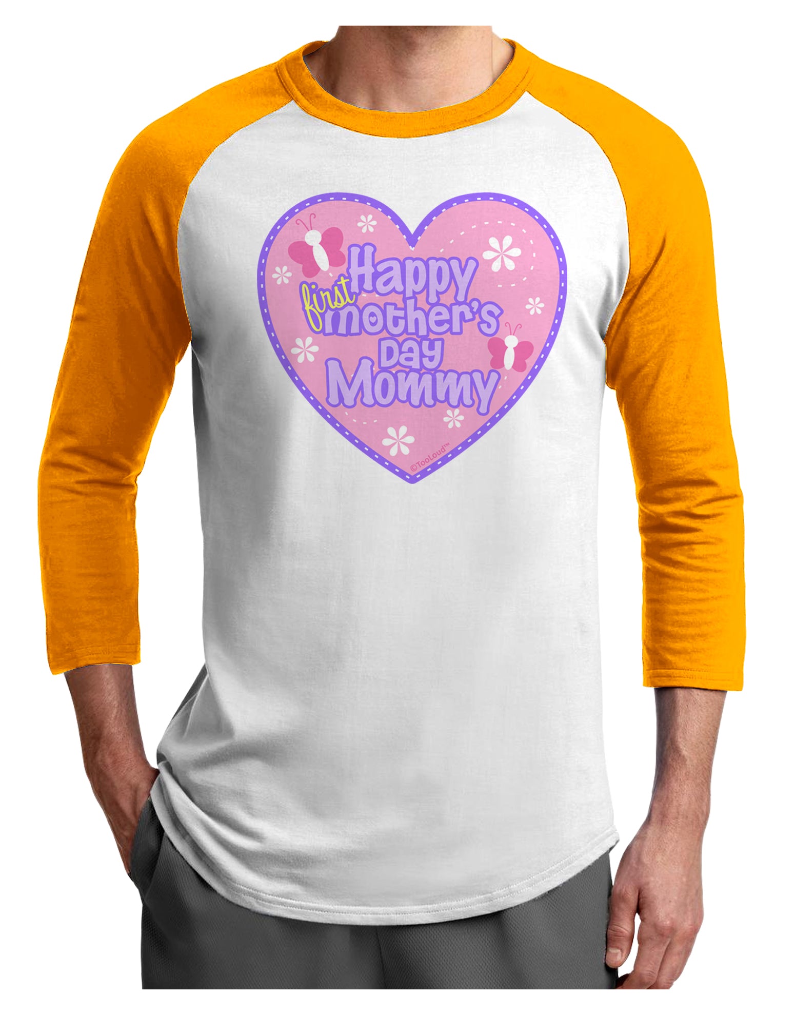 Happy First Mother's Day Mommy - Pink Adult Raglan Shirt by TooLoud-TooLoud-White-Gold-X-Small-Davson Sales