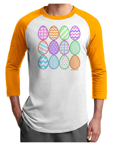 Cute Faux Applique Easter Eggs Adult Raglan Shirt-Raglan Shirt-TooLoud-White-Gold-X-Small-Davson Sales