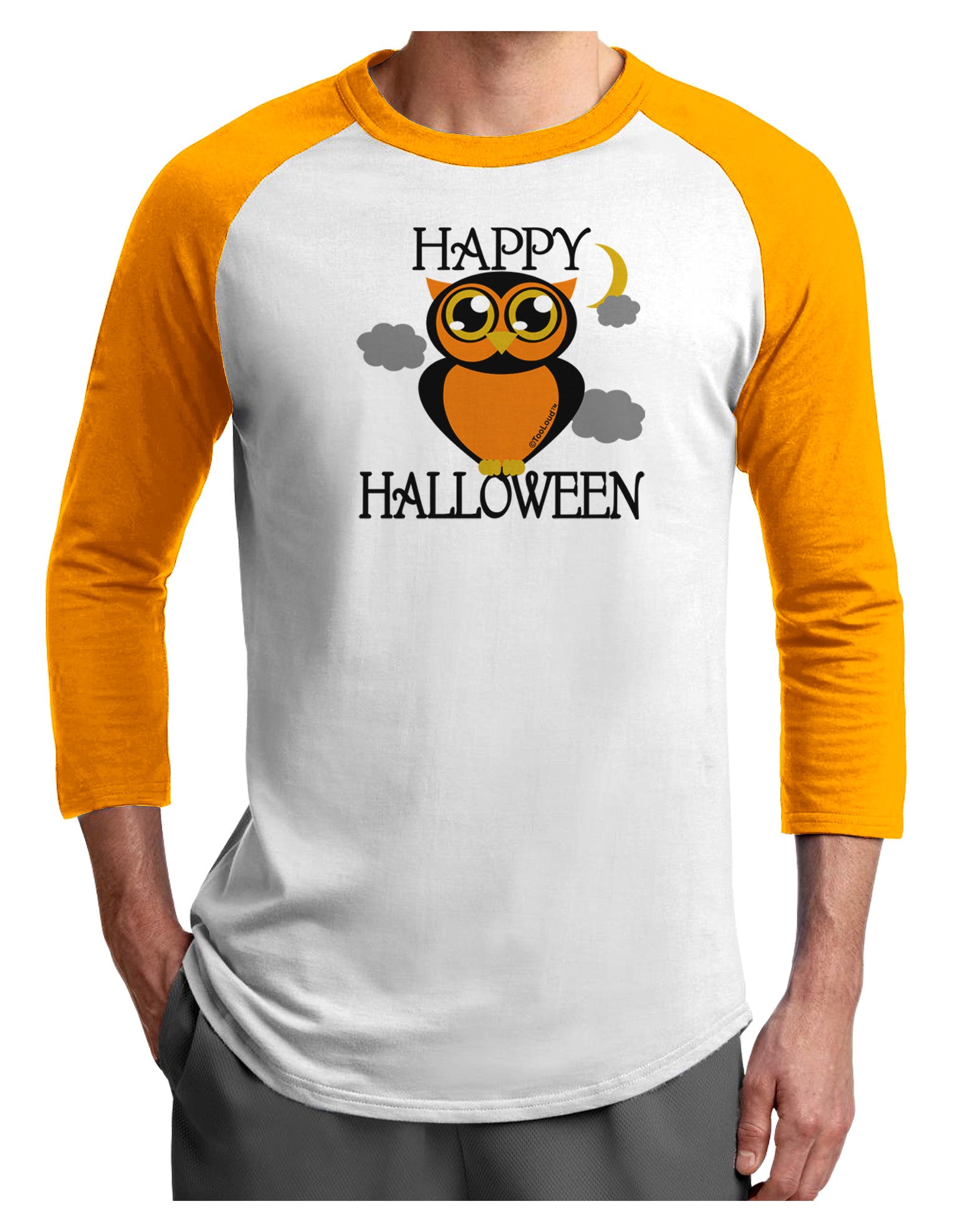 Owl Orange Text Adult Raglan Shirt-Raglan Shirt-TooLoud-White-Gold-X-Small-Davson Sales