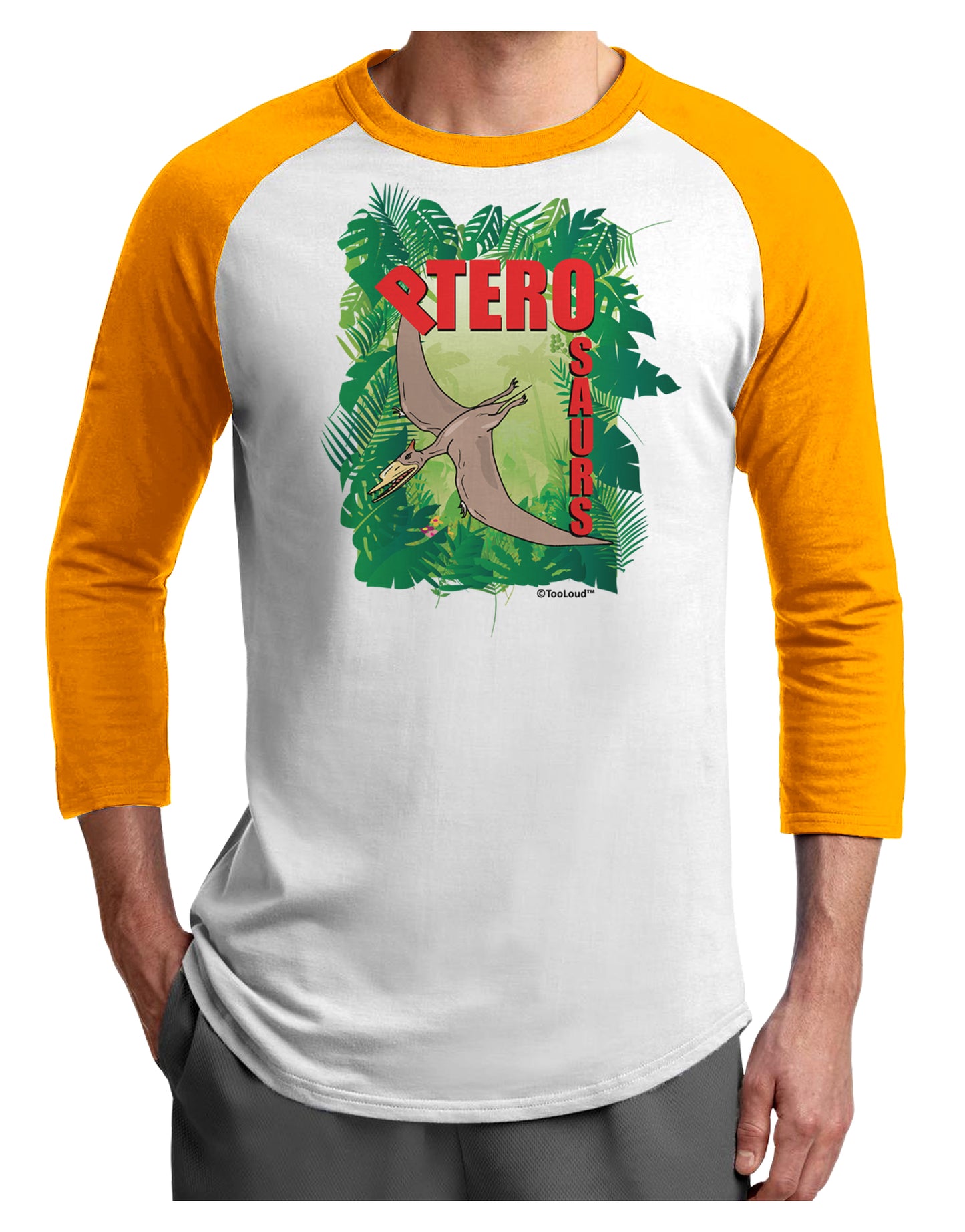 Pterosaurs - With Name Adult Raglan Shirt by TooLoud-TooLoud-White-Gold-X-Small-Davson Sales