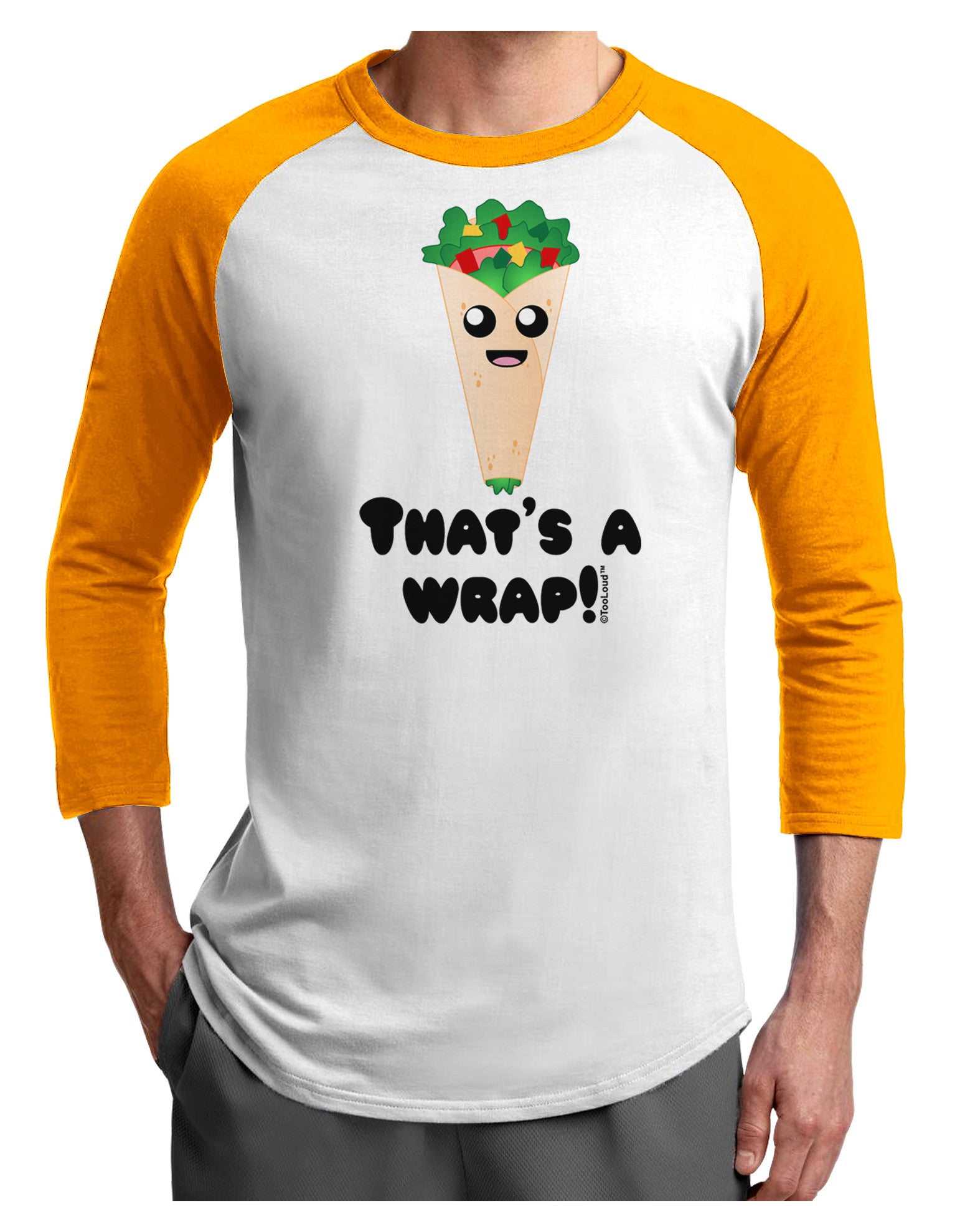 Thats A Wrap Cute Wrap Adult Raglan Shirt-TooLoud-White-Gold-X-Small-Davson Sales