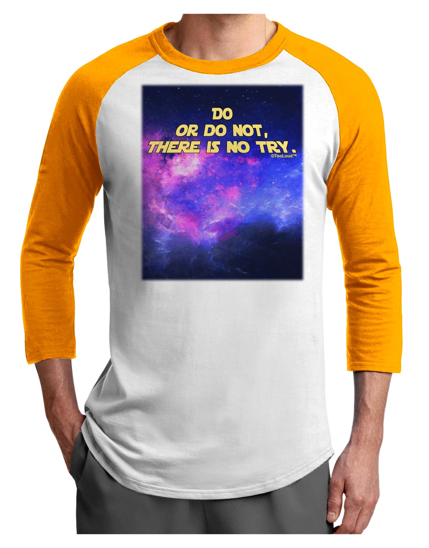 Do or Do Not Adult Raglan Shirt-TooLoud-White-Gold-X-Small-Davson Sales